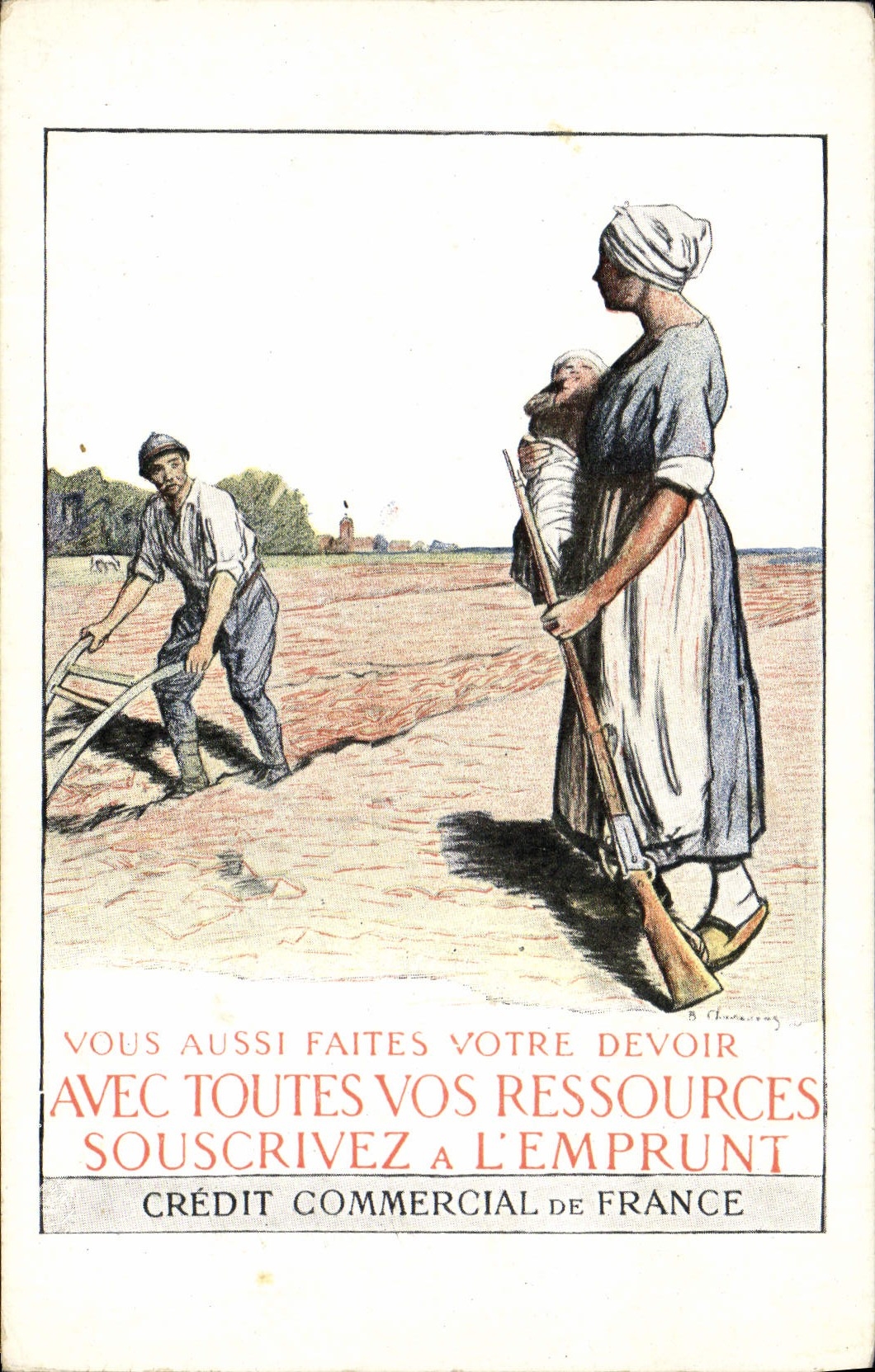 CPA Militaria Emprunt Credit Commercial de France Laboureur