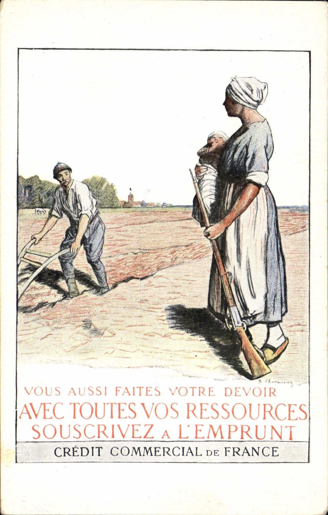 CPA Militaria Emprunt Credit Commercial de France Laboureur