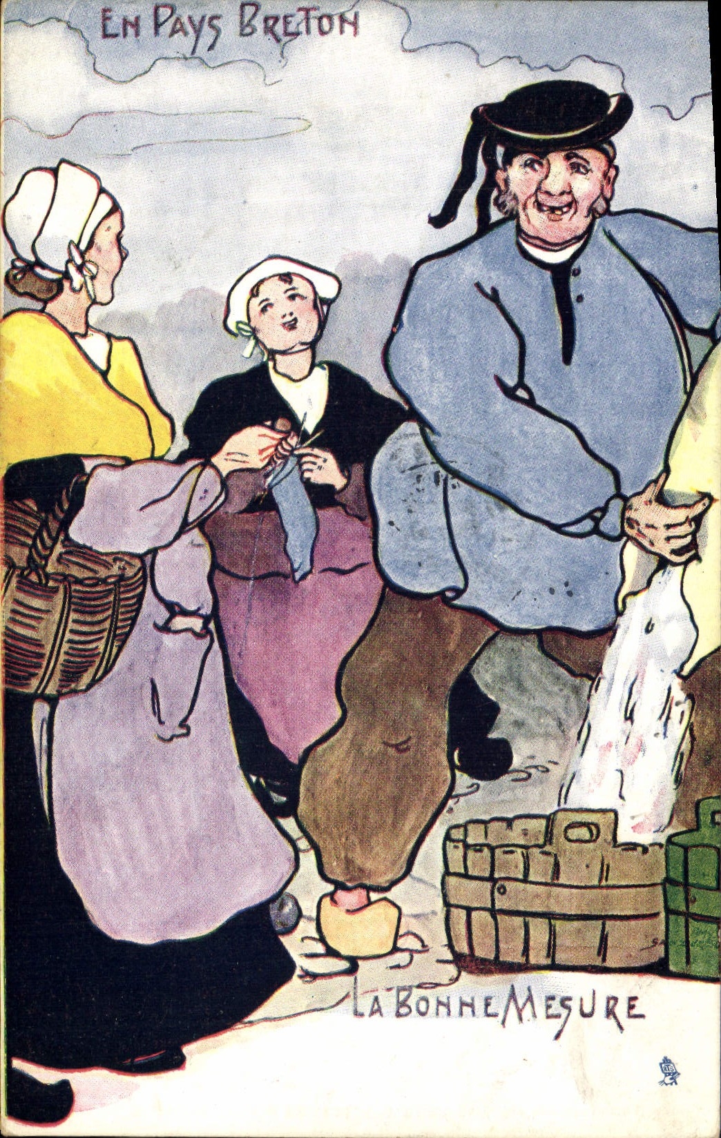 CPA Folklore En Pays Breton la bonne mesure 