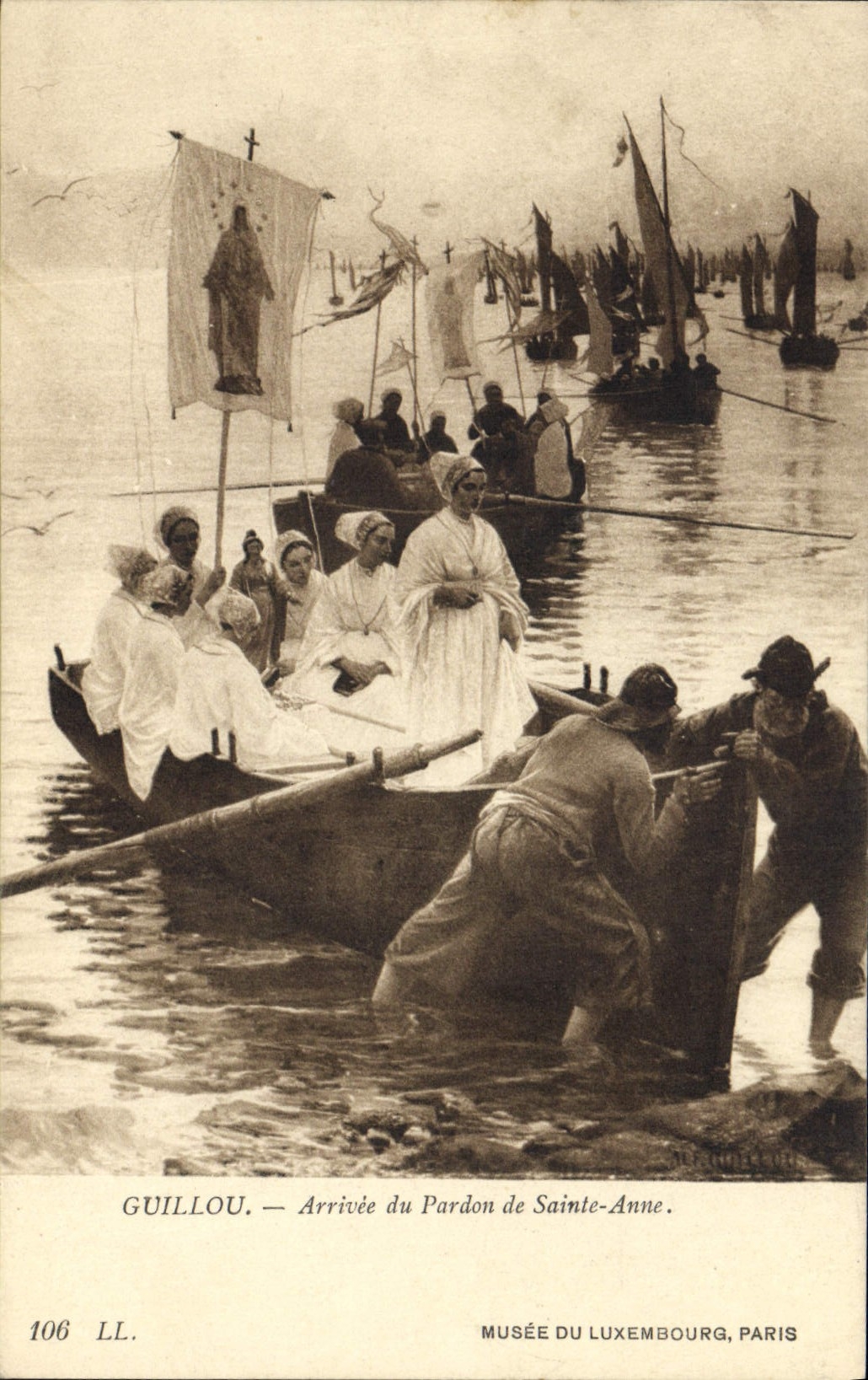 CPA Folklore Guillou Arrivee du pardon de Sainte Anne Musee du Luxembourg Paris 