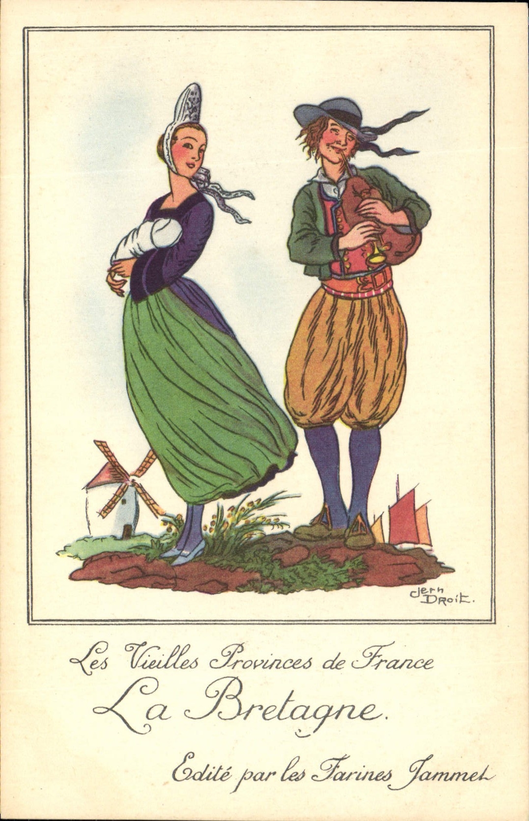CPA Folklore Farines Jammet Bretagne 