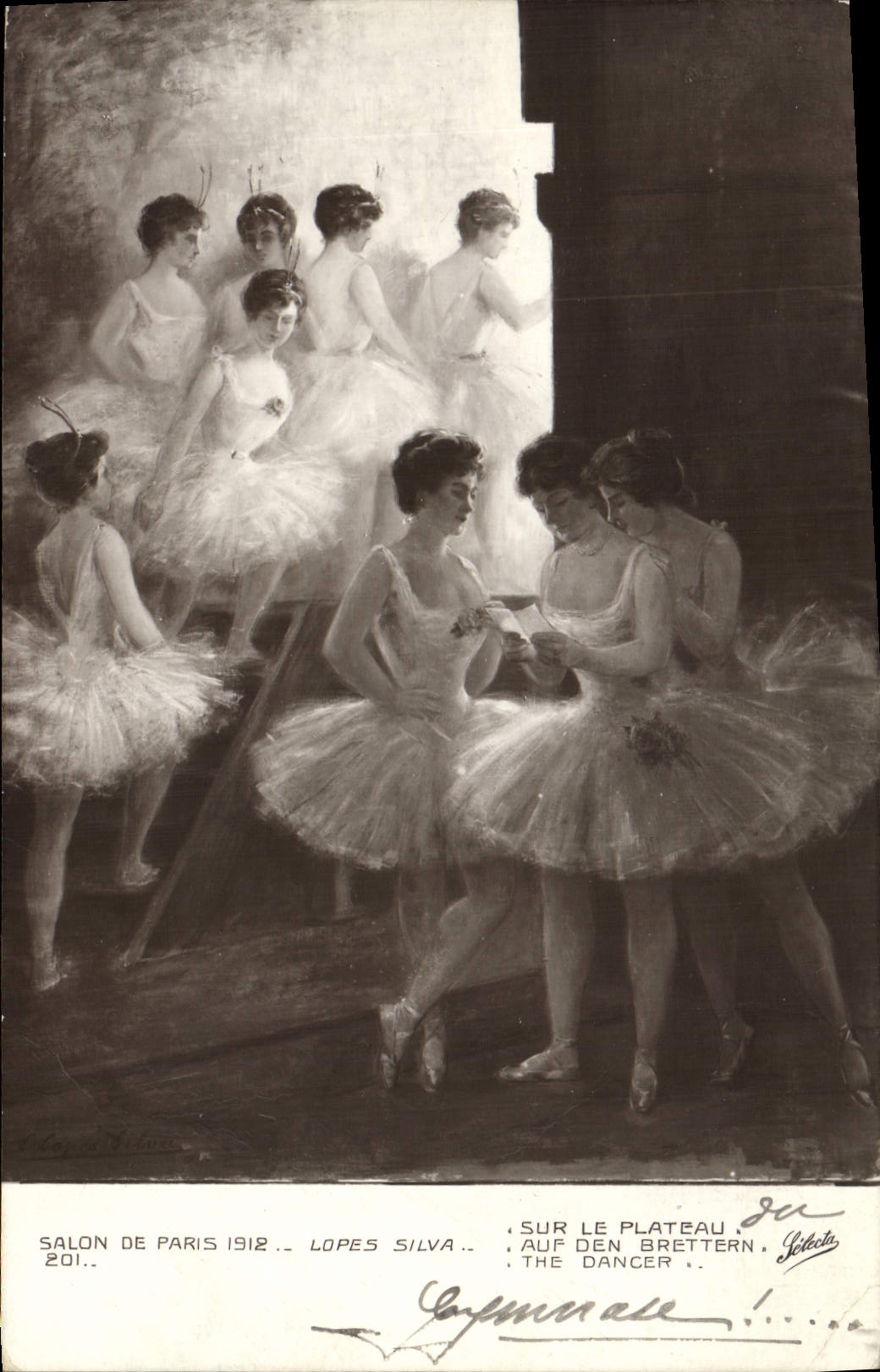 VINTAGE POSTCARD Dance Living room of Paris 1912 Lopes Silva On the plate