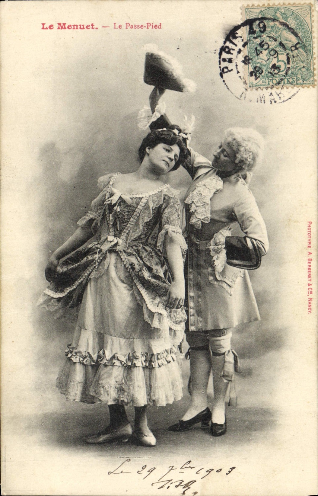 VINTAGE POSTCARD Danse the minuet passes It foot