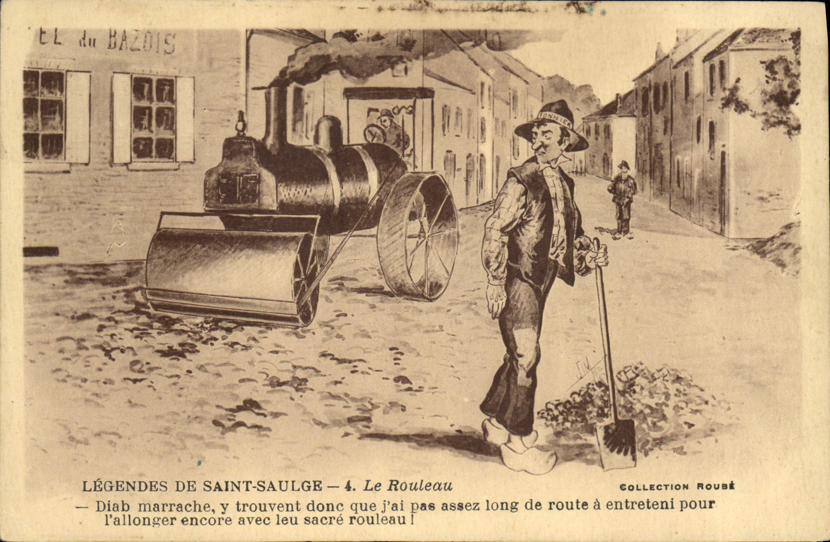 VINTAGE POSTCARD Legends of Saulge Saint the roller Tractor Train