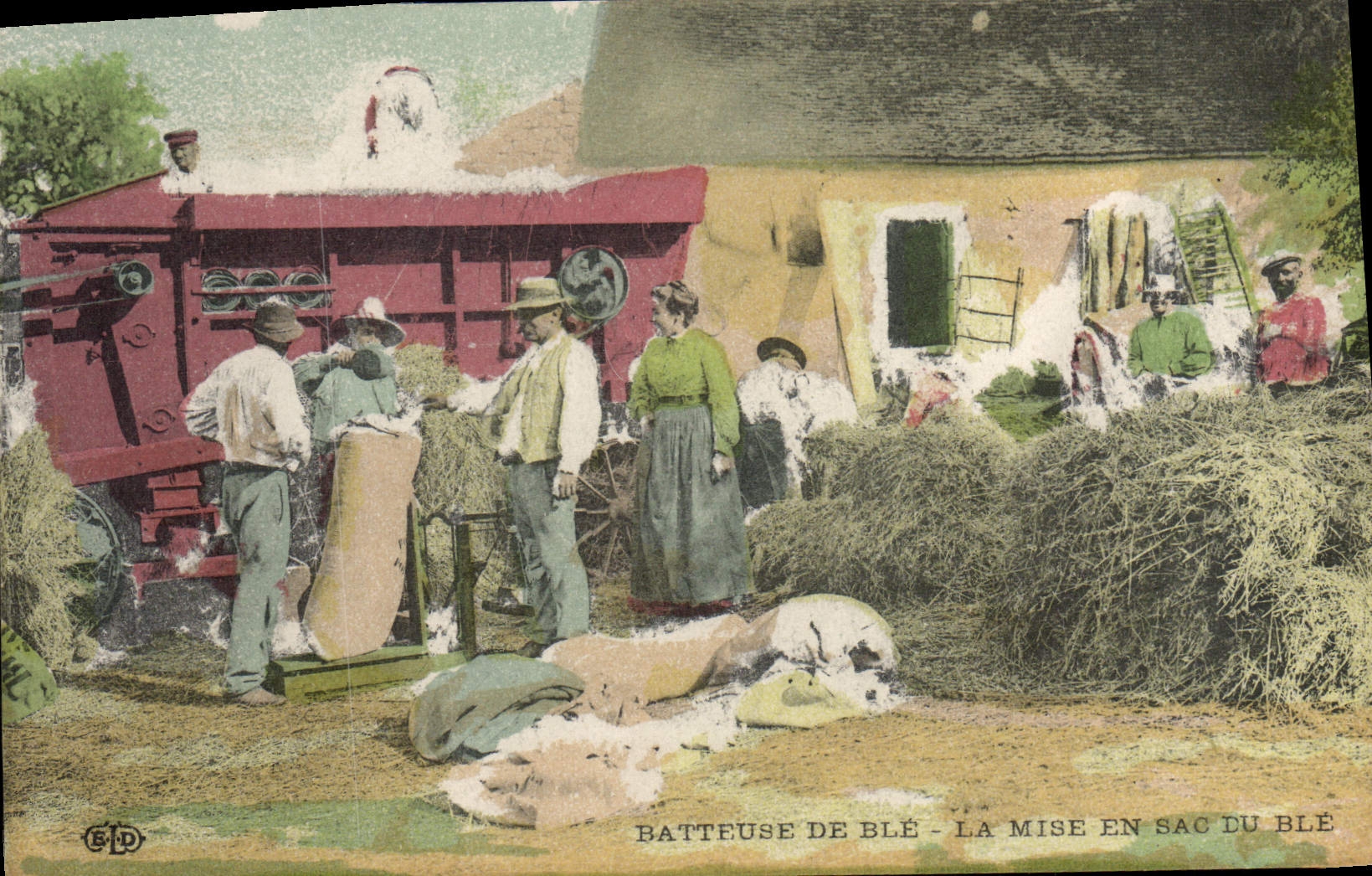 Máquina trilladoa locomotora del maíz de la POSTAL de la VENDIMIA el empaquetamiento del maíz