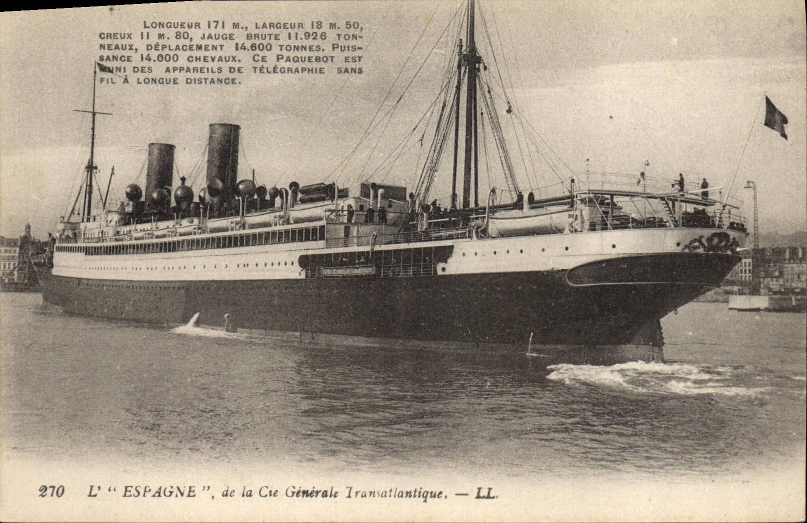 CPA Bateau Paquebot L'Espagne de la Cie Generale Transatlantique