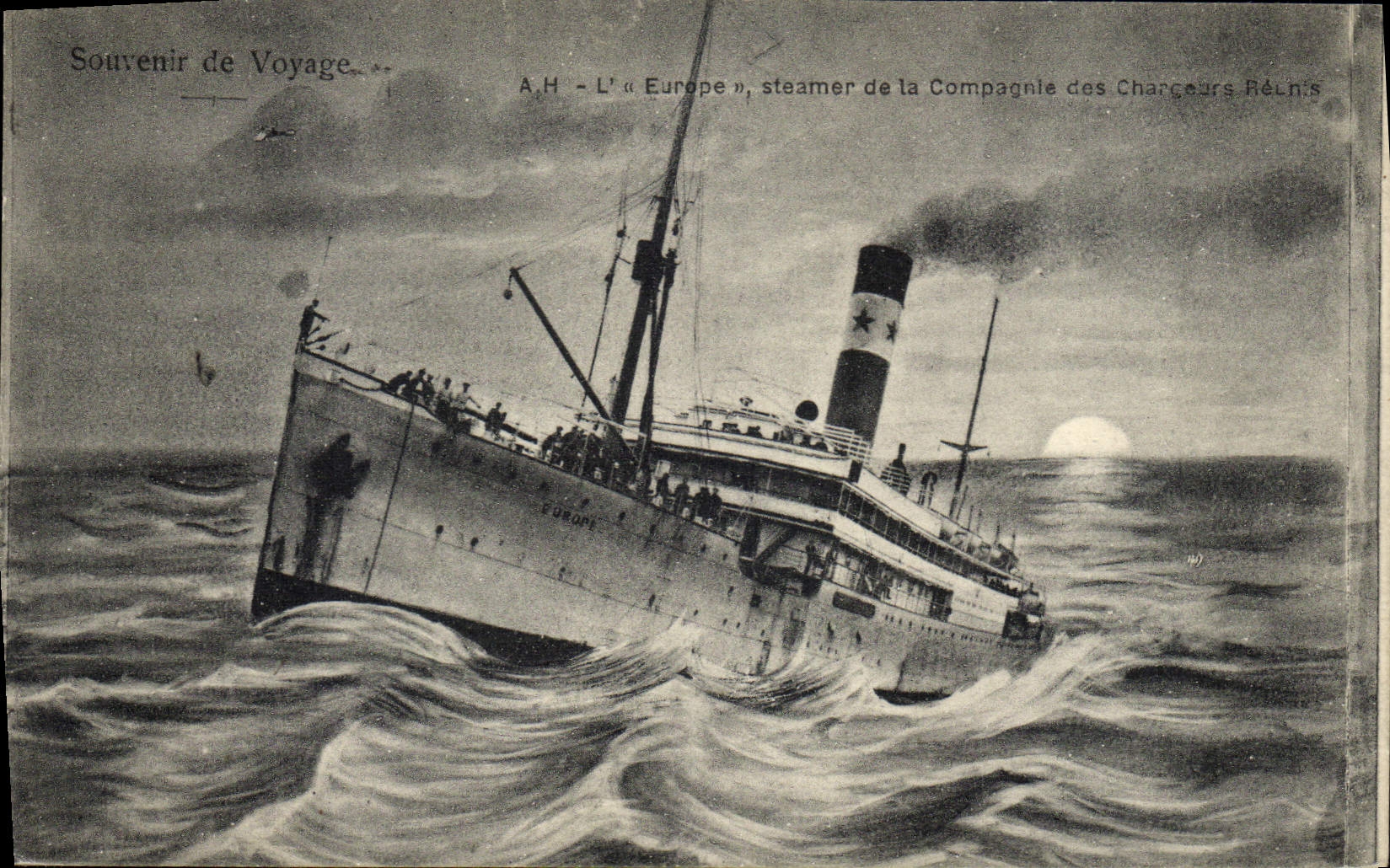 CPA Bateau Paquebot L'Europe Steamer de la Compagnie des Chargeurs Reunis