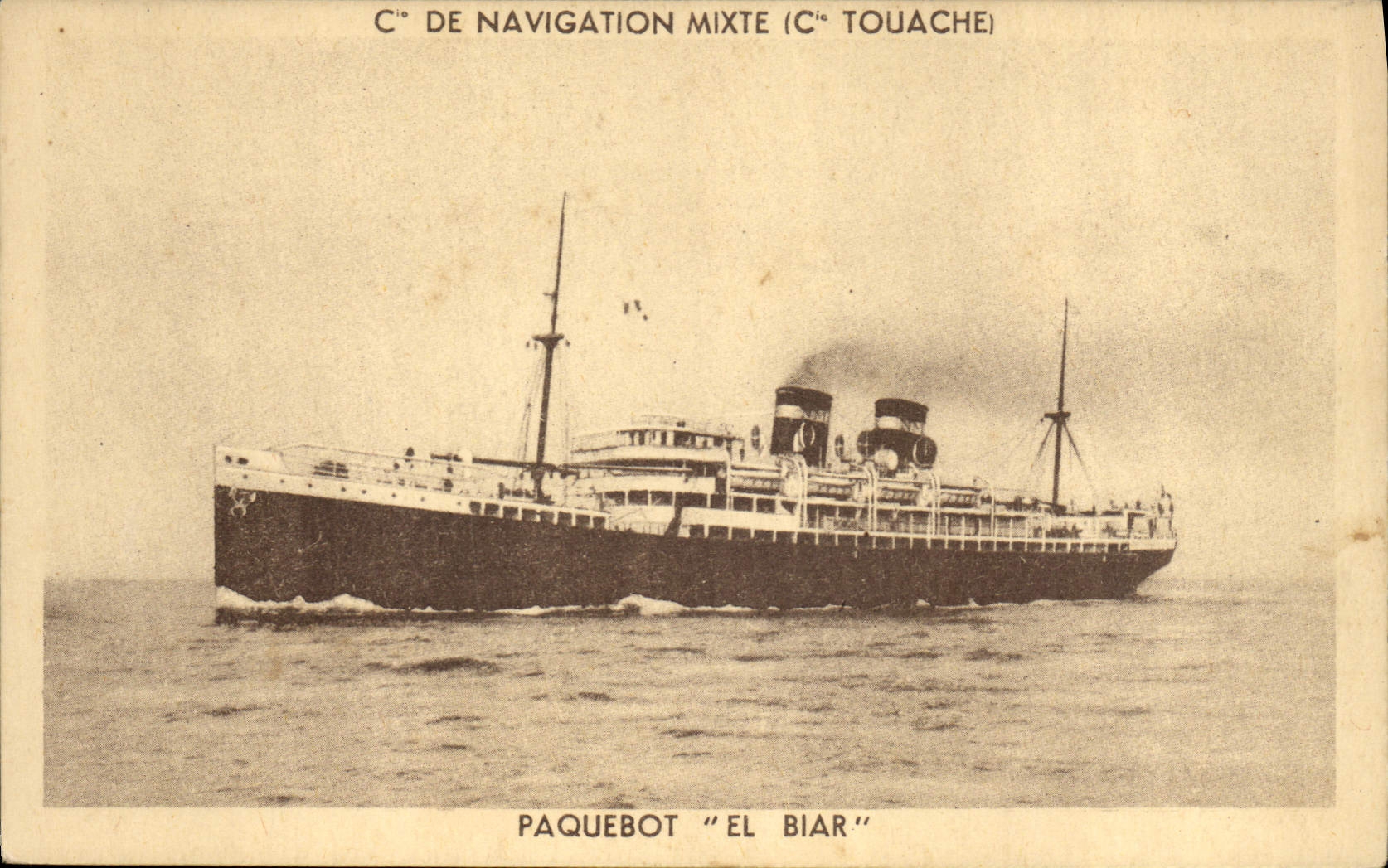 VINTAGE POSTCARD Boat mixed Steamer Co of Navigation El Biar