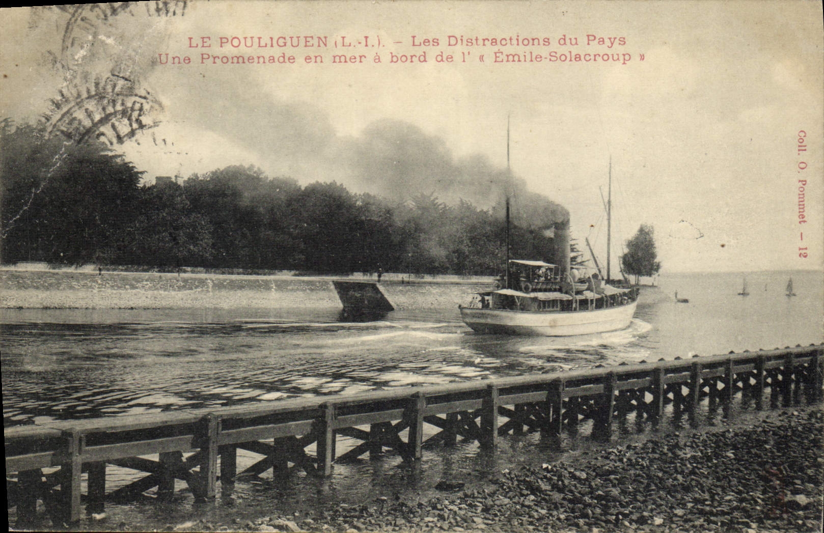 VINTAGE POSTCARD Boat Steamer Pouliguen Emile Solacroup