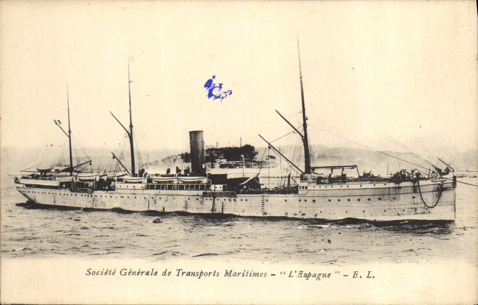 CPA Bateau Paquebot Societe Generale des Transports maritimes L'Espagne