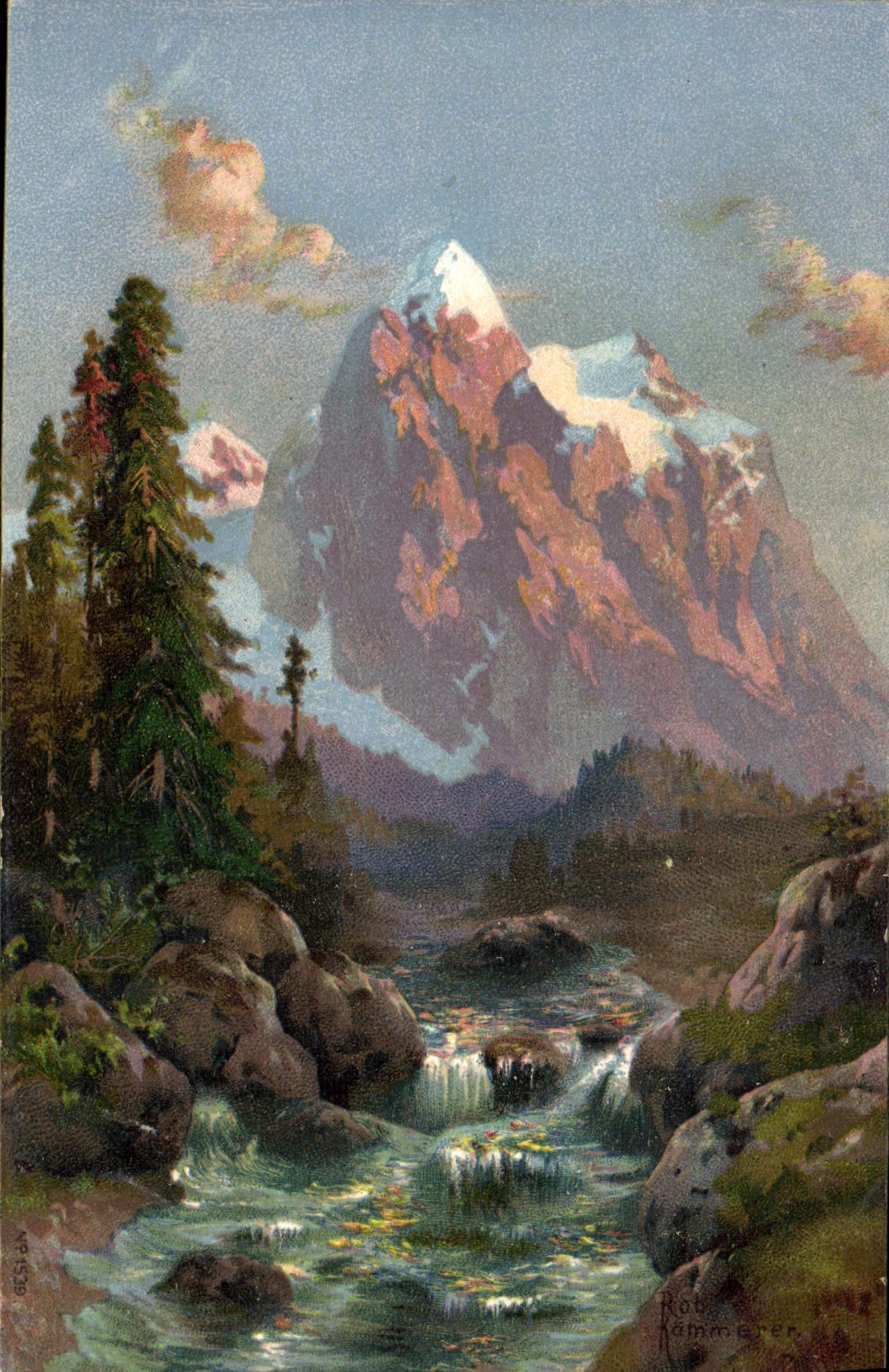 CPA Fantaisie Illustrateur Paysage Montagne