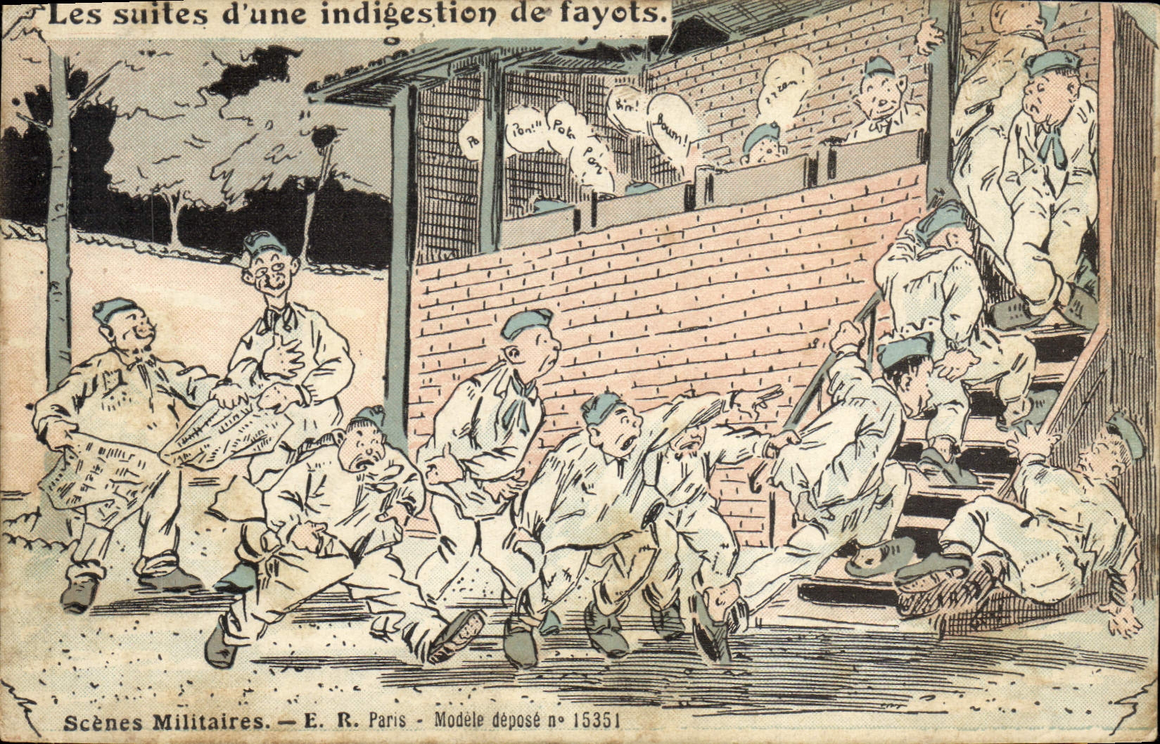 CPA Militaria Les suites d'une indigestion de fayots 