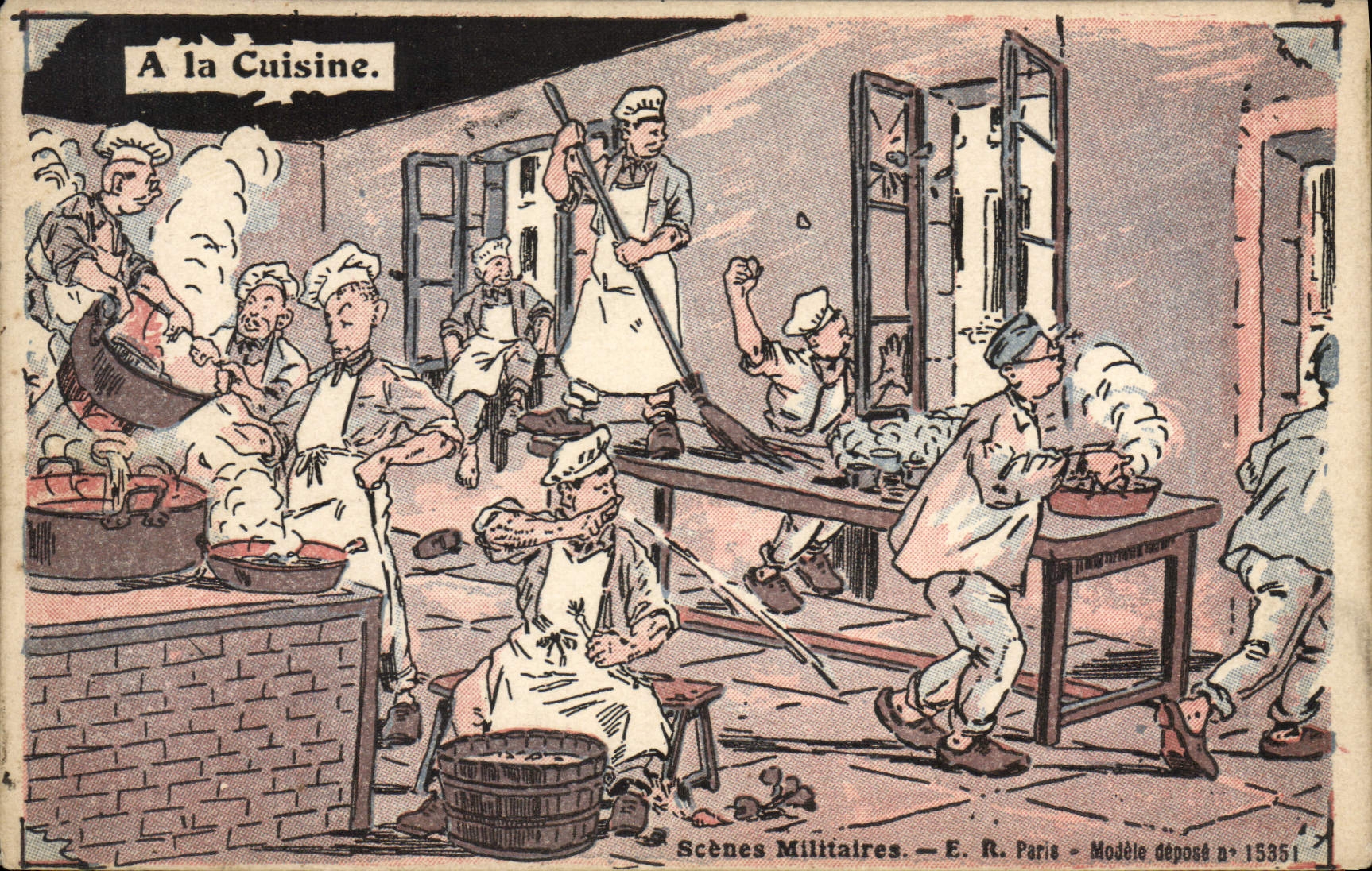 CPA Militaria A la cuisine 
