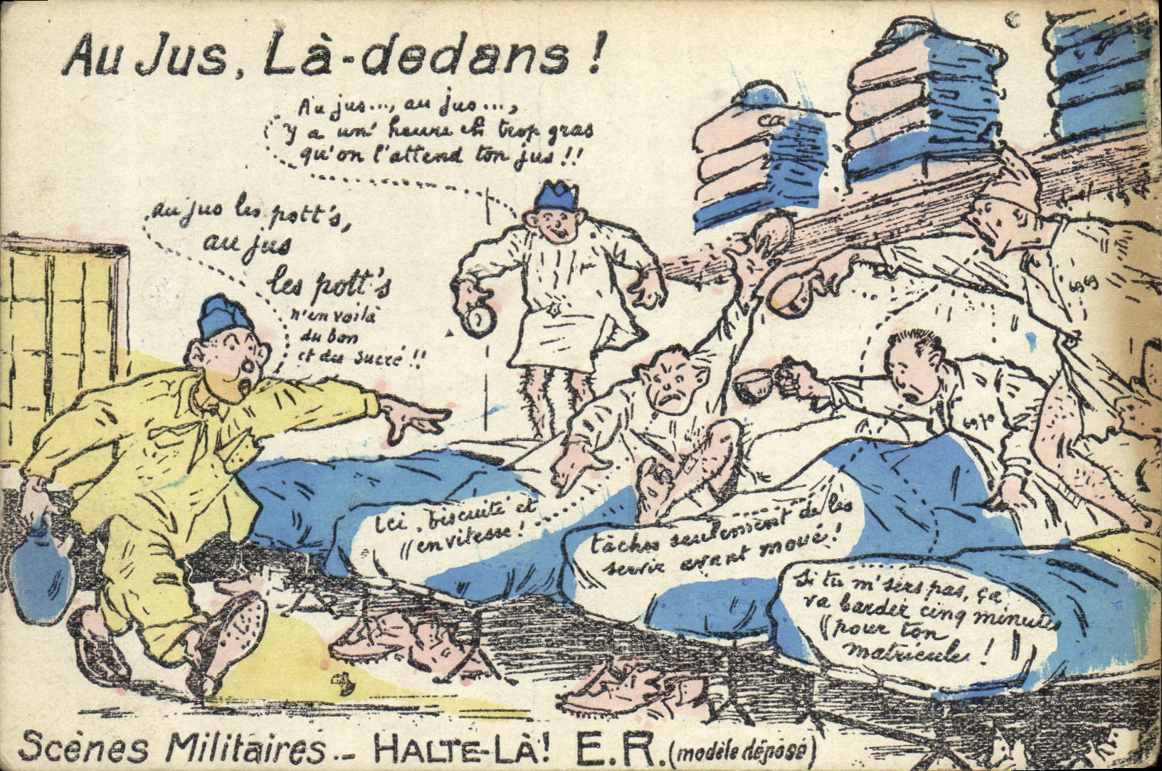 CPA Militaria Au jus La dedans 