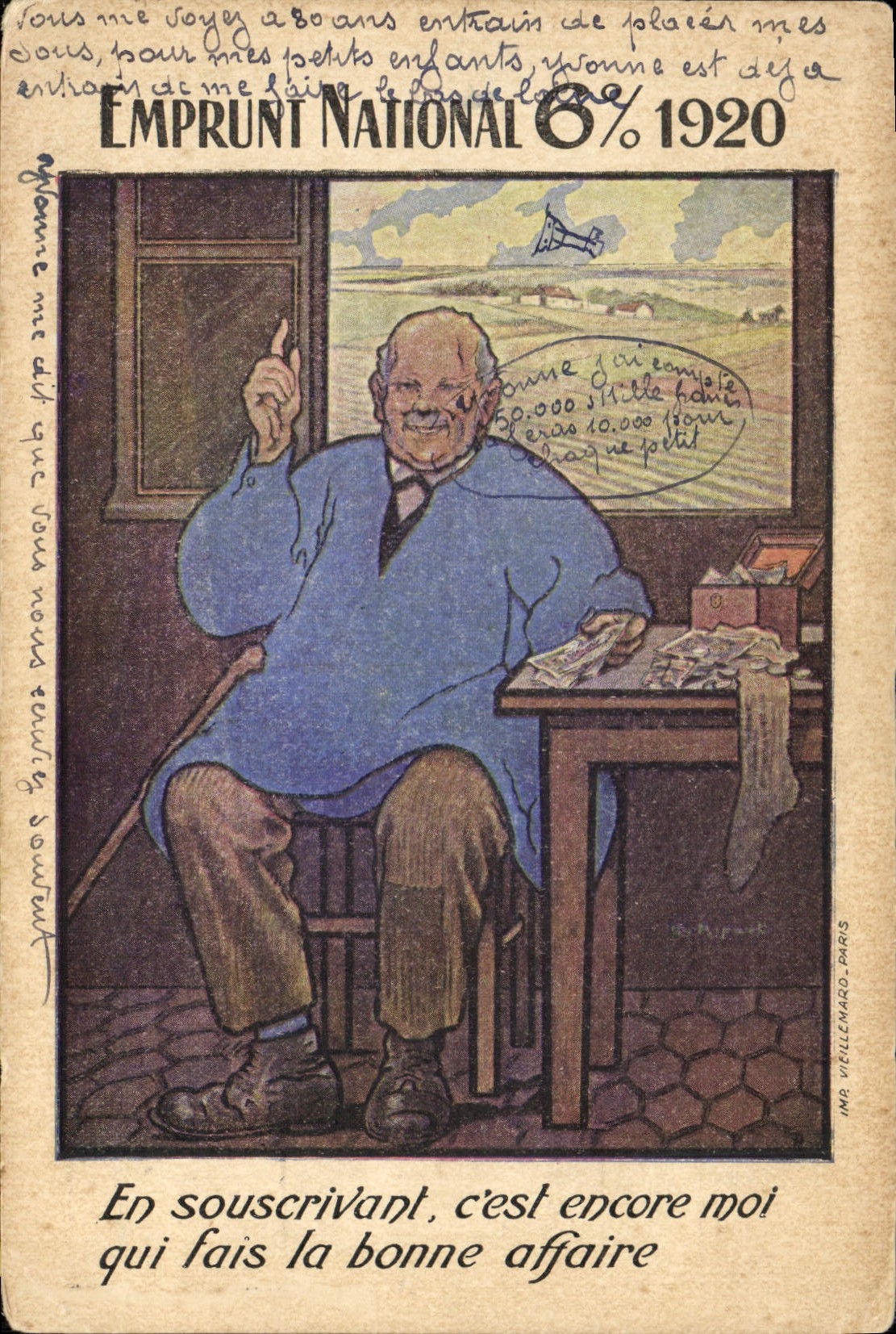 CPA Militaria Emprunt national 6% 1920