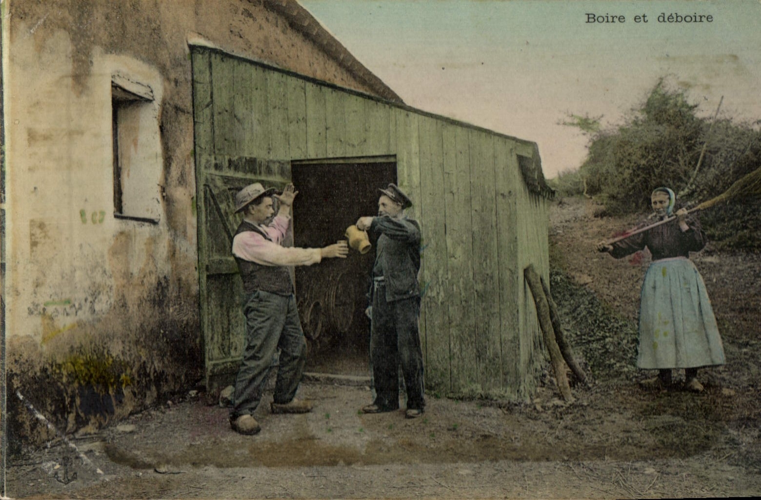 CPA Folklore Boire et deboire 