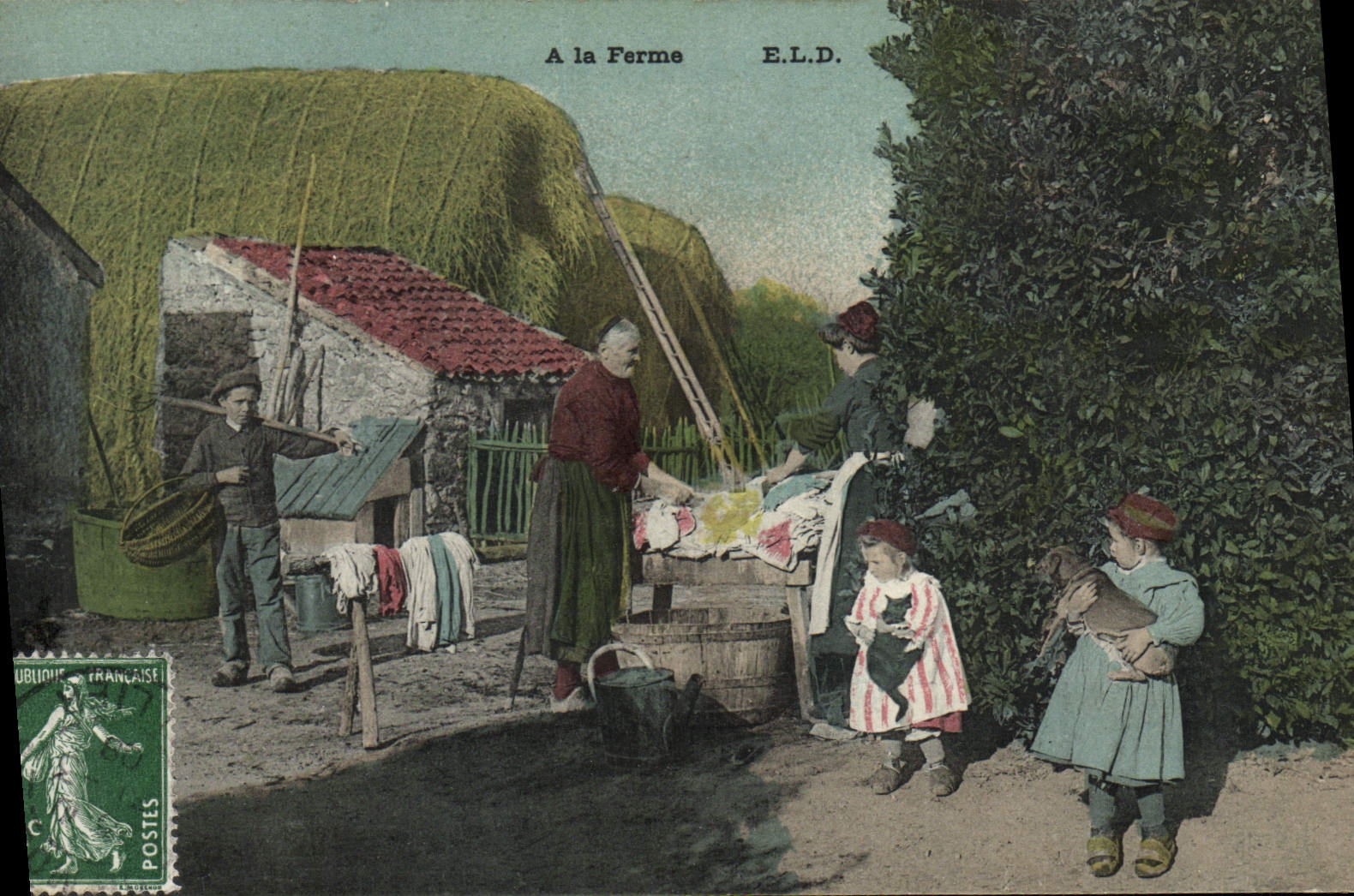 CPA Folklore a la ferme