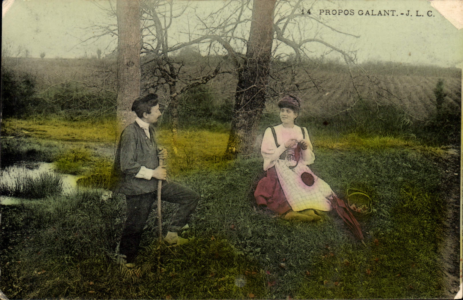 CPA Folklore Le propos galant