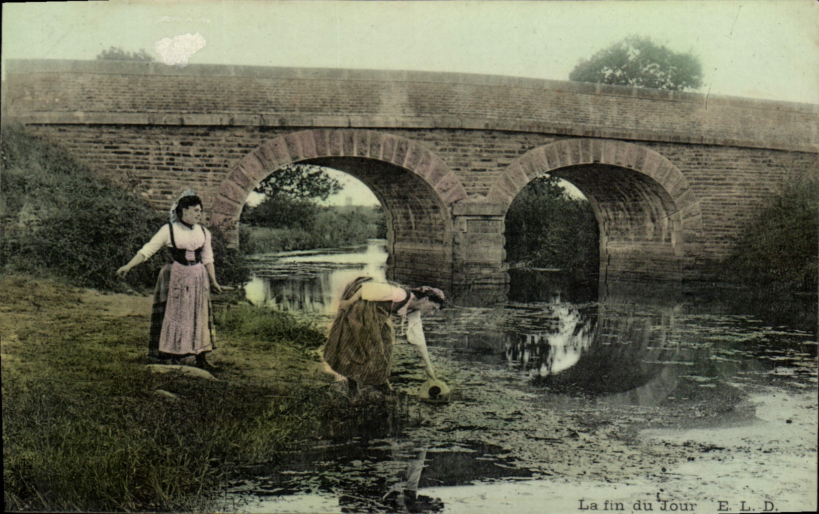 CPA Folklore La fin du jour 