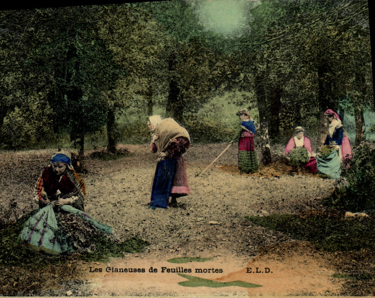 CPA Folklore Les glaneuses de feuilles mortes