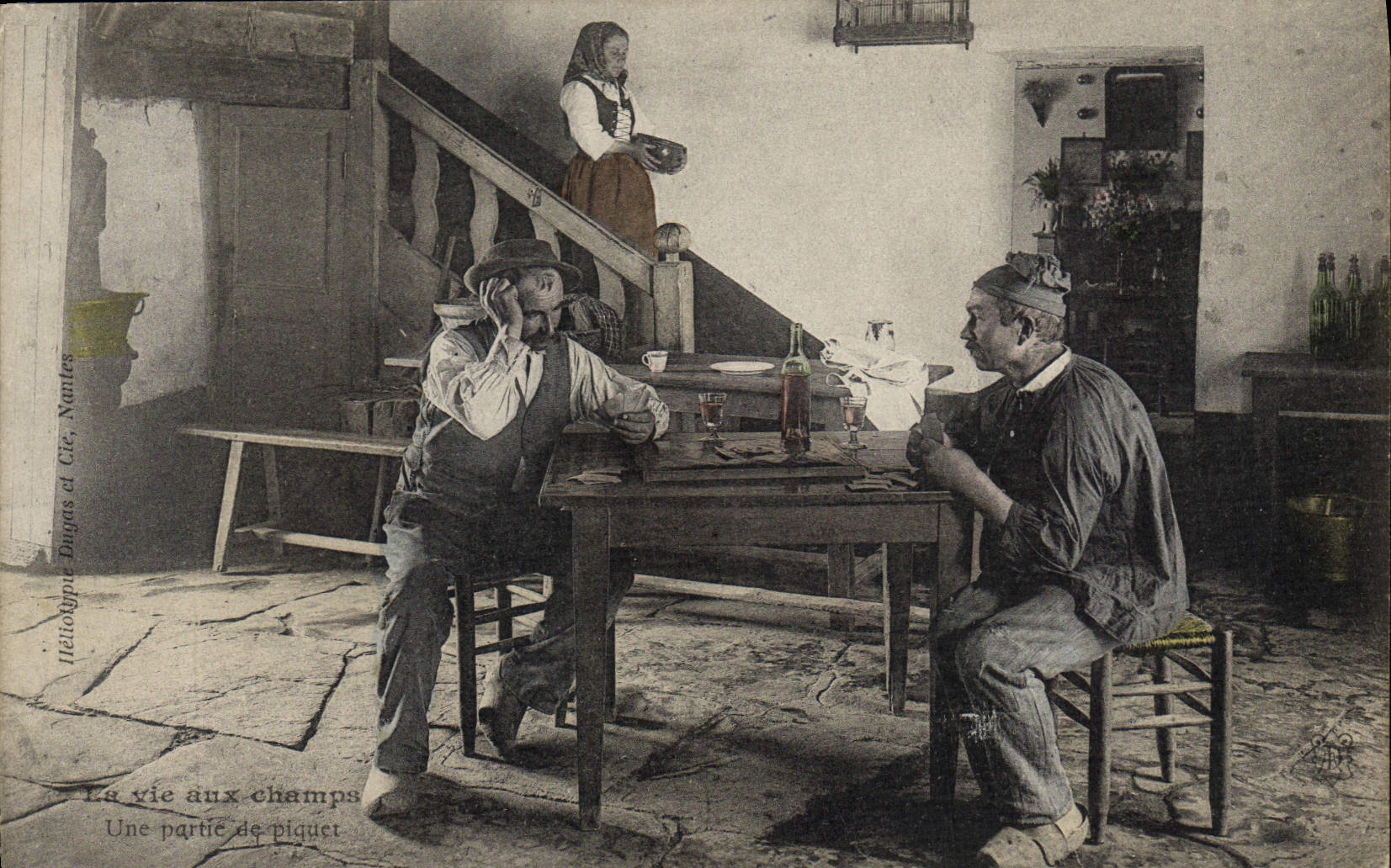 CPA Folklore La vie aux champs Une partie de piquet Cartes 