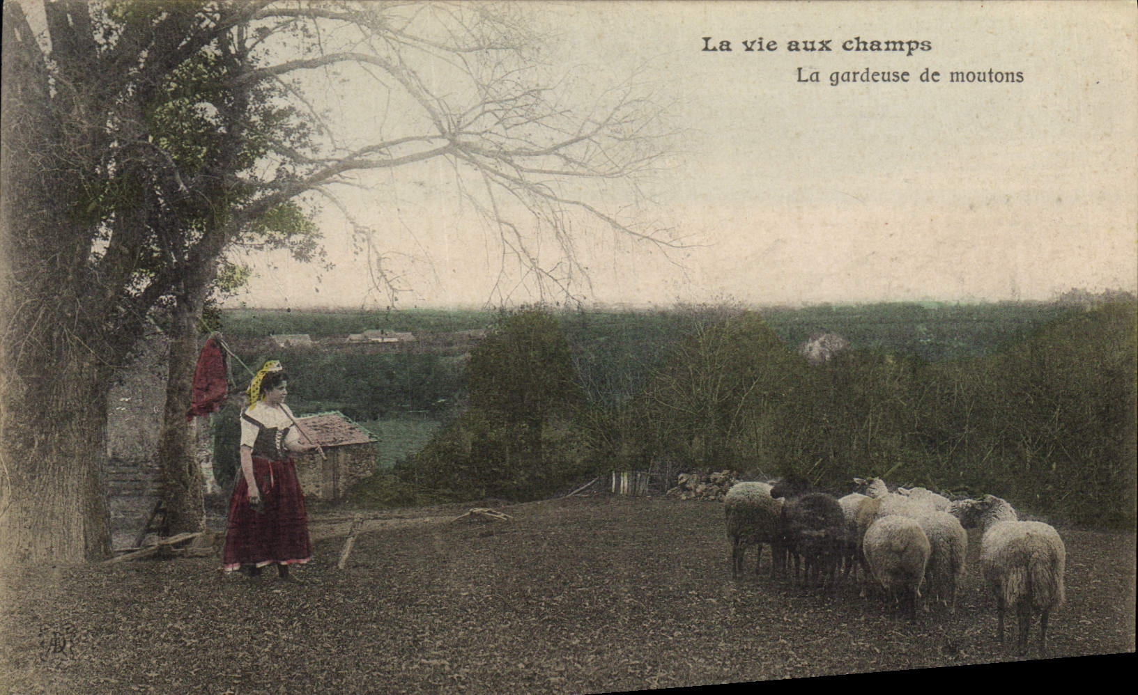 CPA Folklore La vie aux champs La gardeuse de moutons