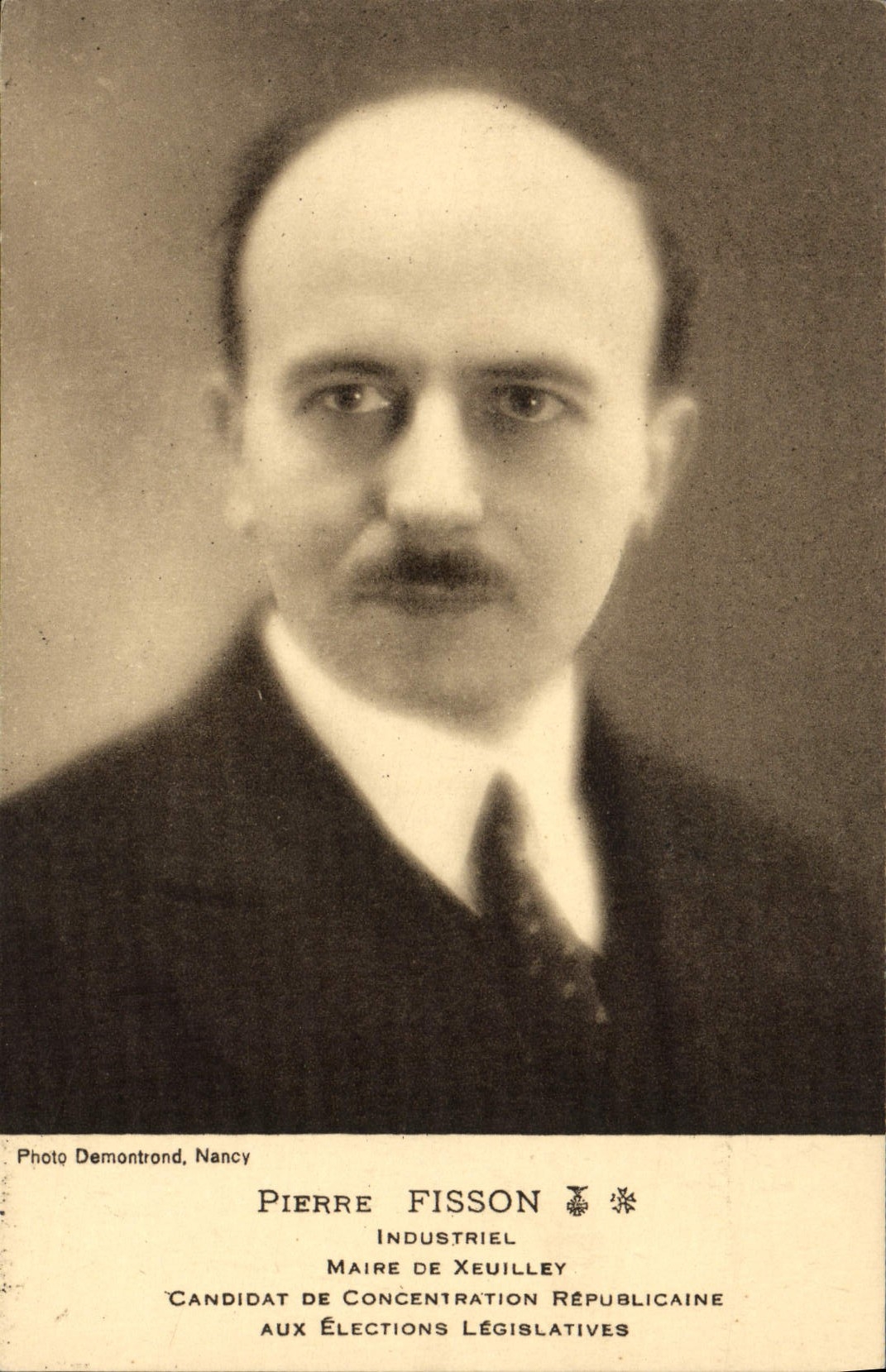 VINTAGE POSTCARD Pierre Fisson Mayor of Weuilley Candidate of Republican Concentration to the Legislative Elections