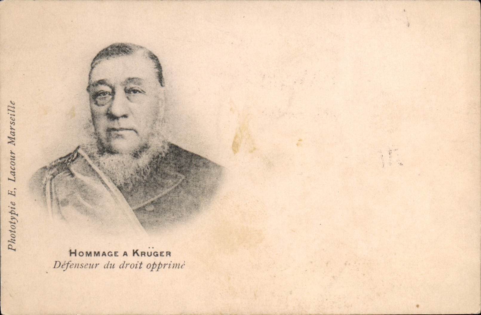 CPA Hommage a Kruger Defenseur du droit opprime 