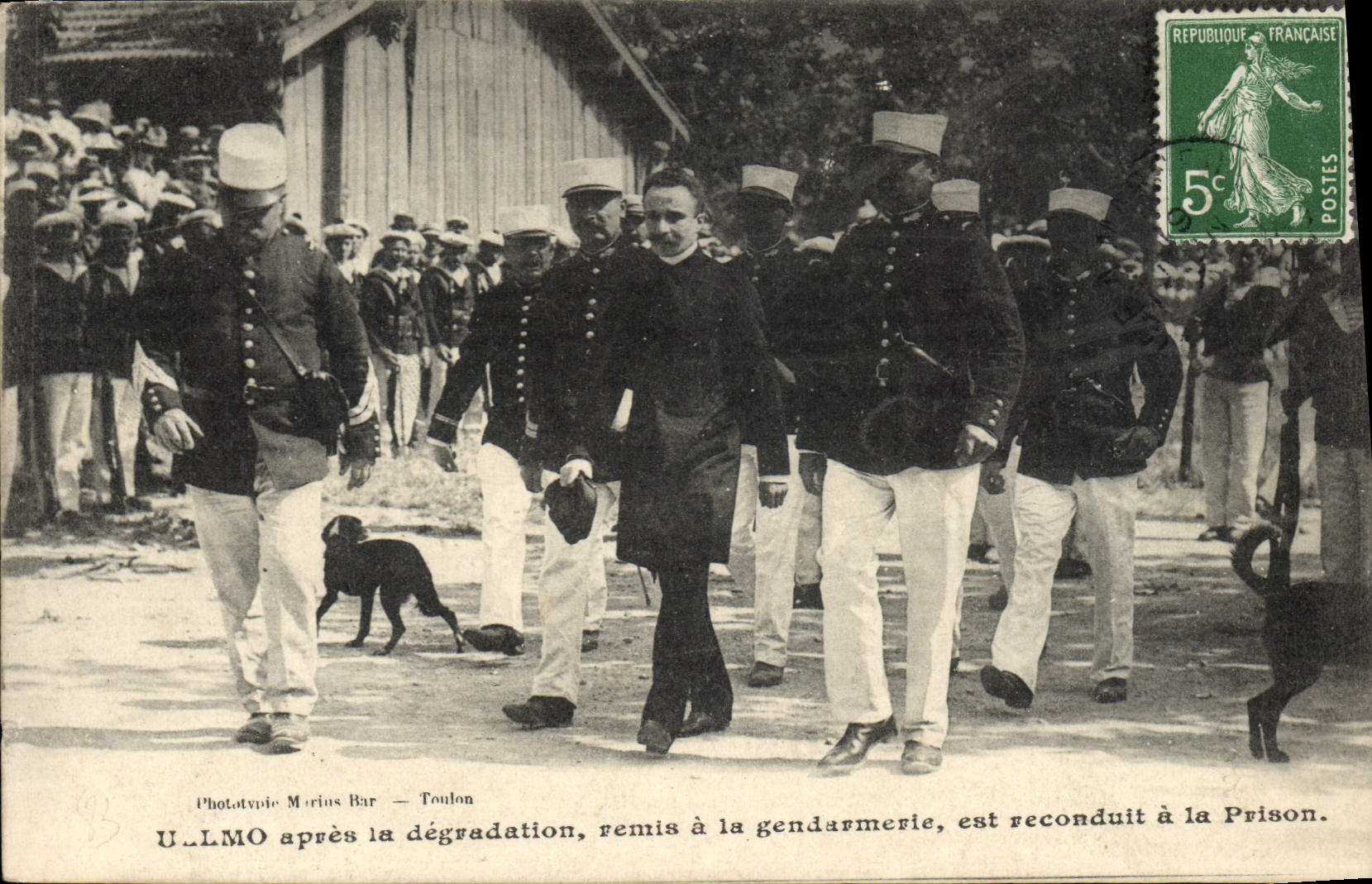 VINTAGE POSTCARD After the degradation given to the gendarmerie is taken back with prison ULLMO