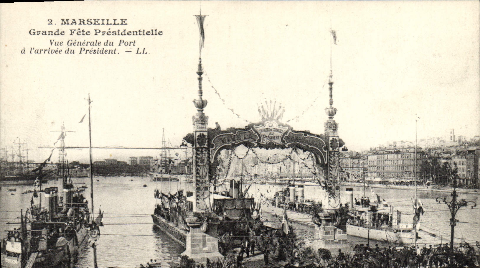 CPA Marseille Grande Fete presidentielle Vue generale du port a l'arrivee du President