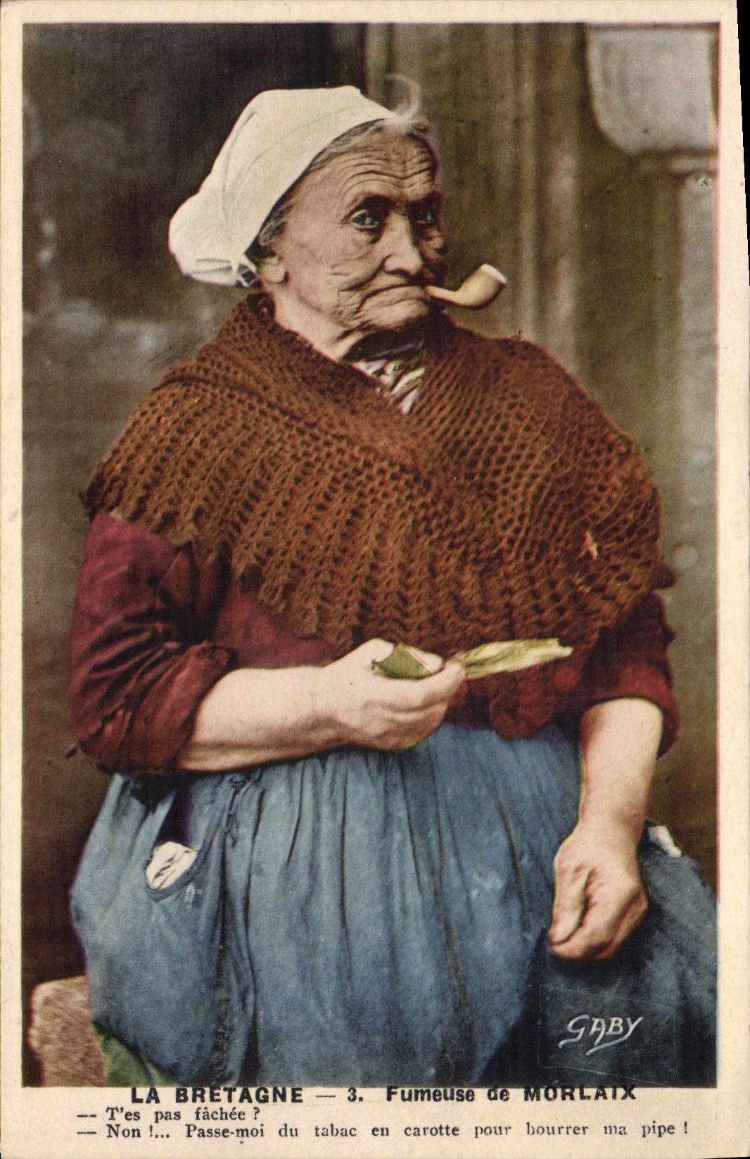 CPA Folklore Tabac Bretagne Fumeuse de Morlaix