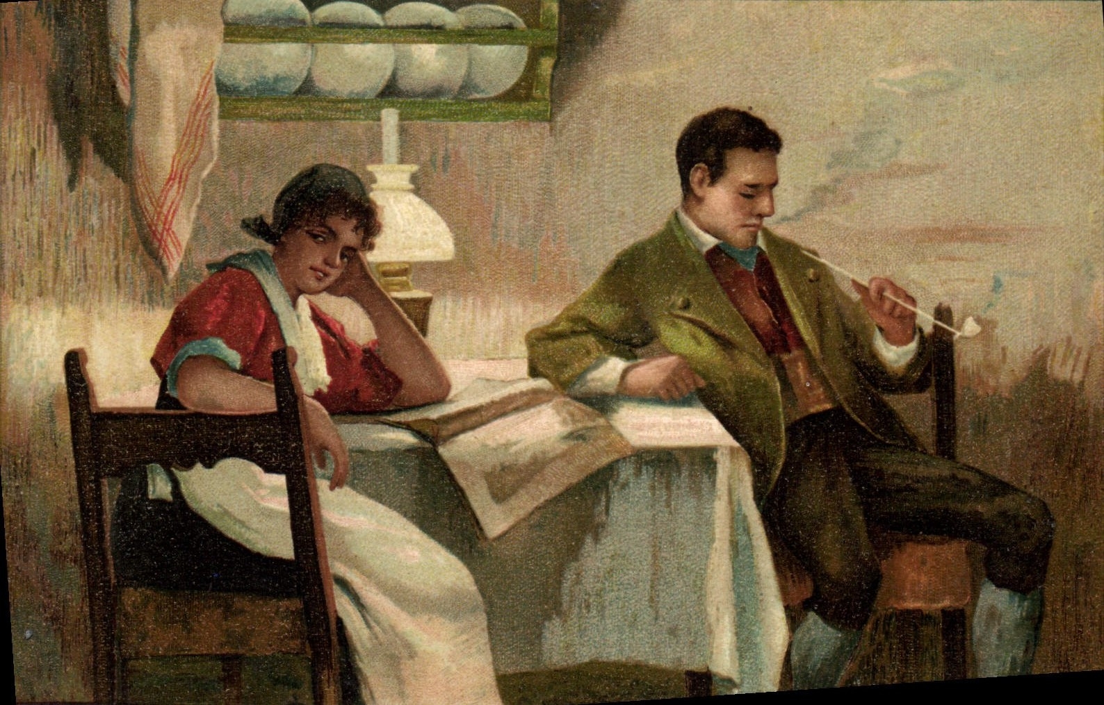 CPA Folklore Tabac Homme Femme