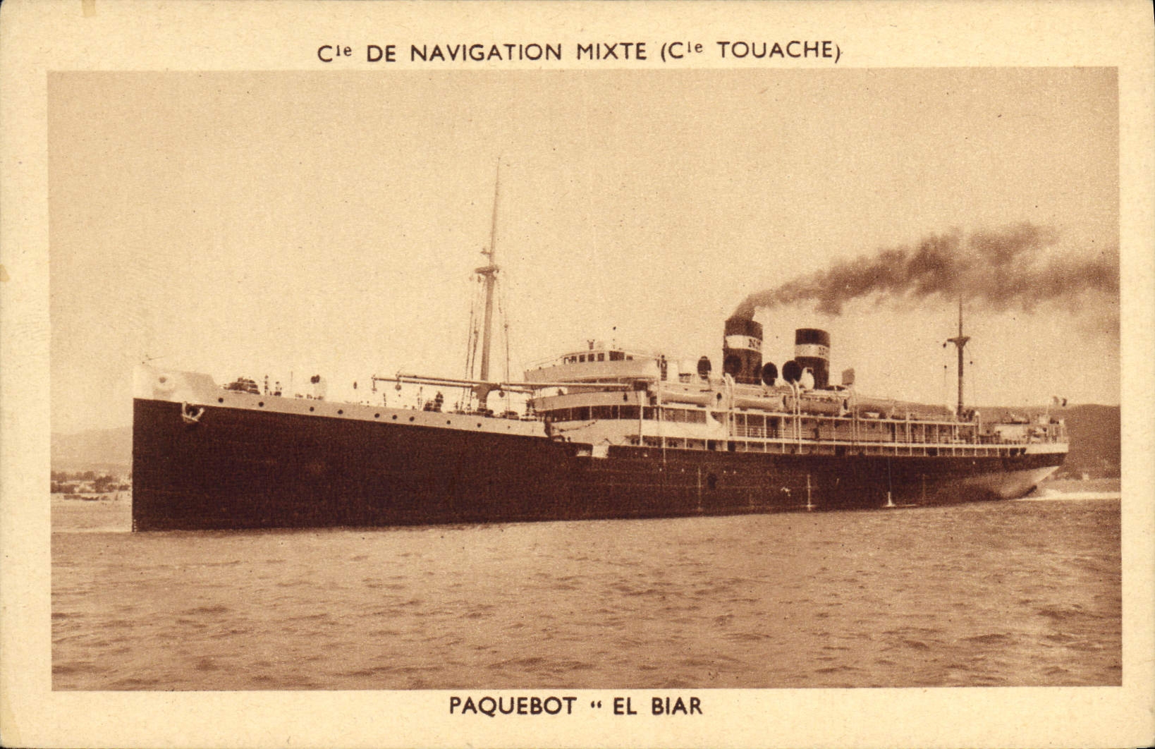 VINTAGE POSTCARD Boat Mixed Steamer Co of Navigation Co Touache El Biat