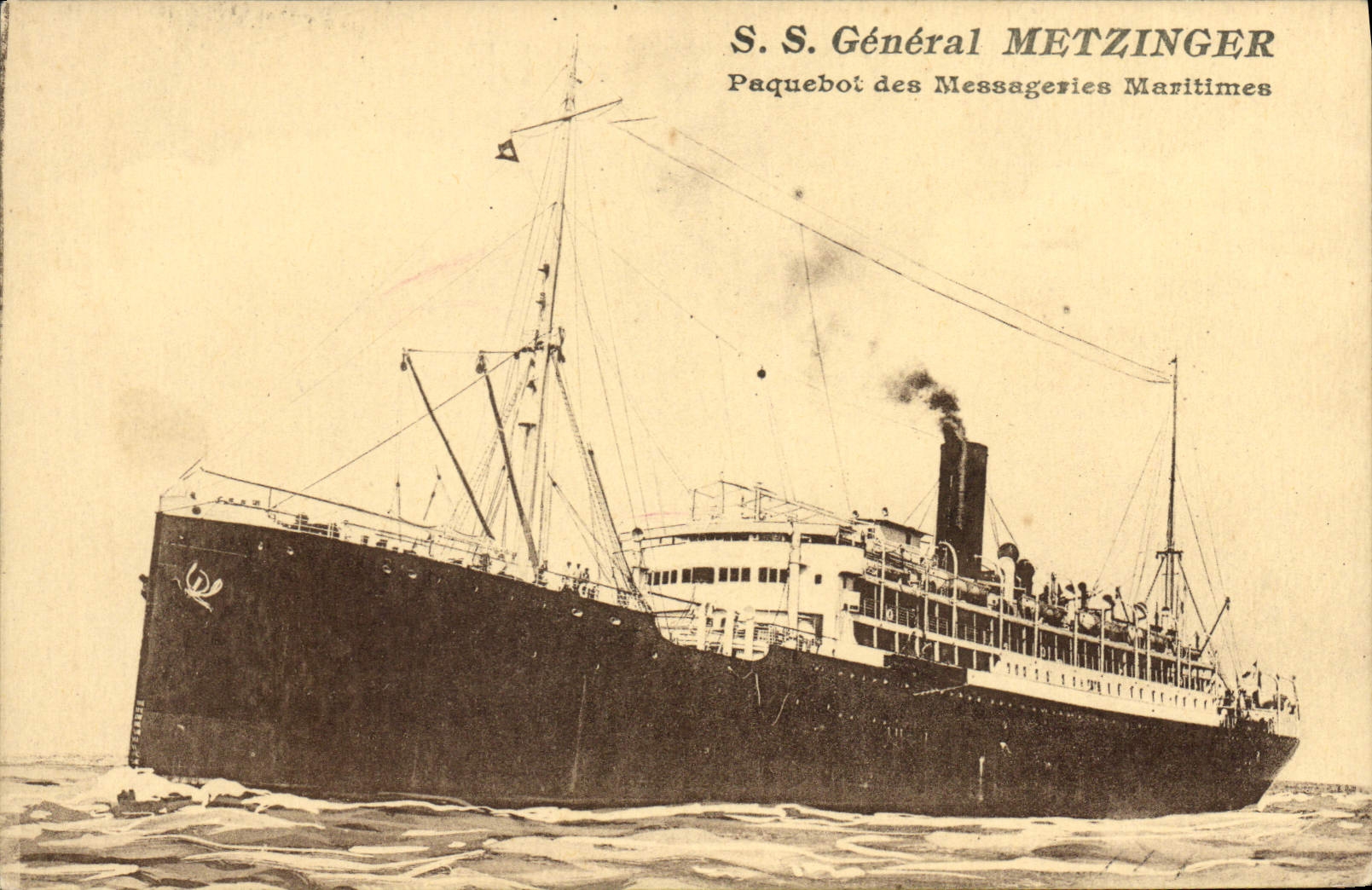 VINTAGE POSTCARD Boat Steamer of the Maritime Transport General S Metzinger