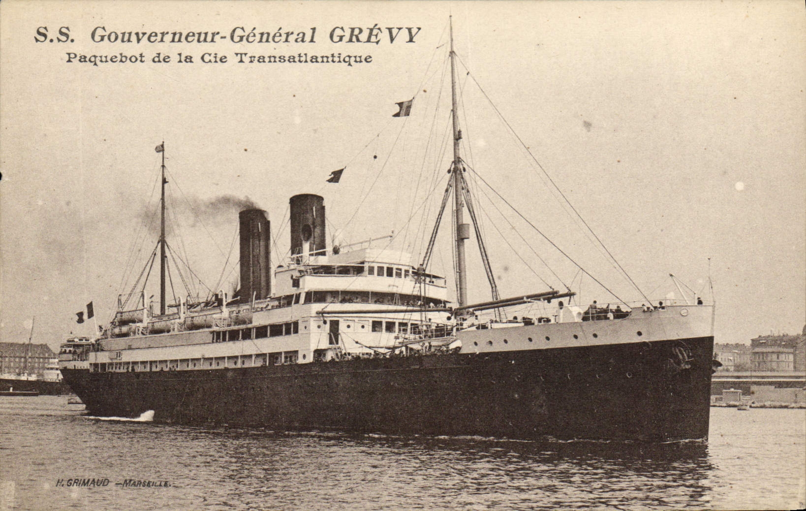 VINTAGE POSTCARD Boat Steamer of the Transatlantic Co S Grevy General governor
