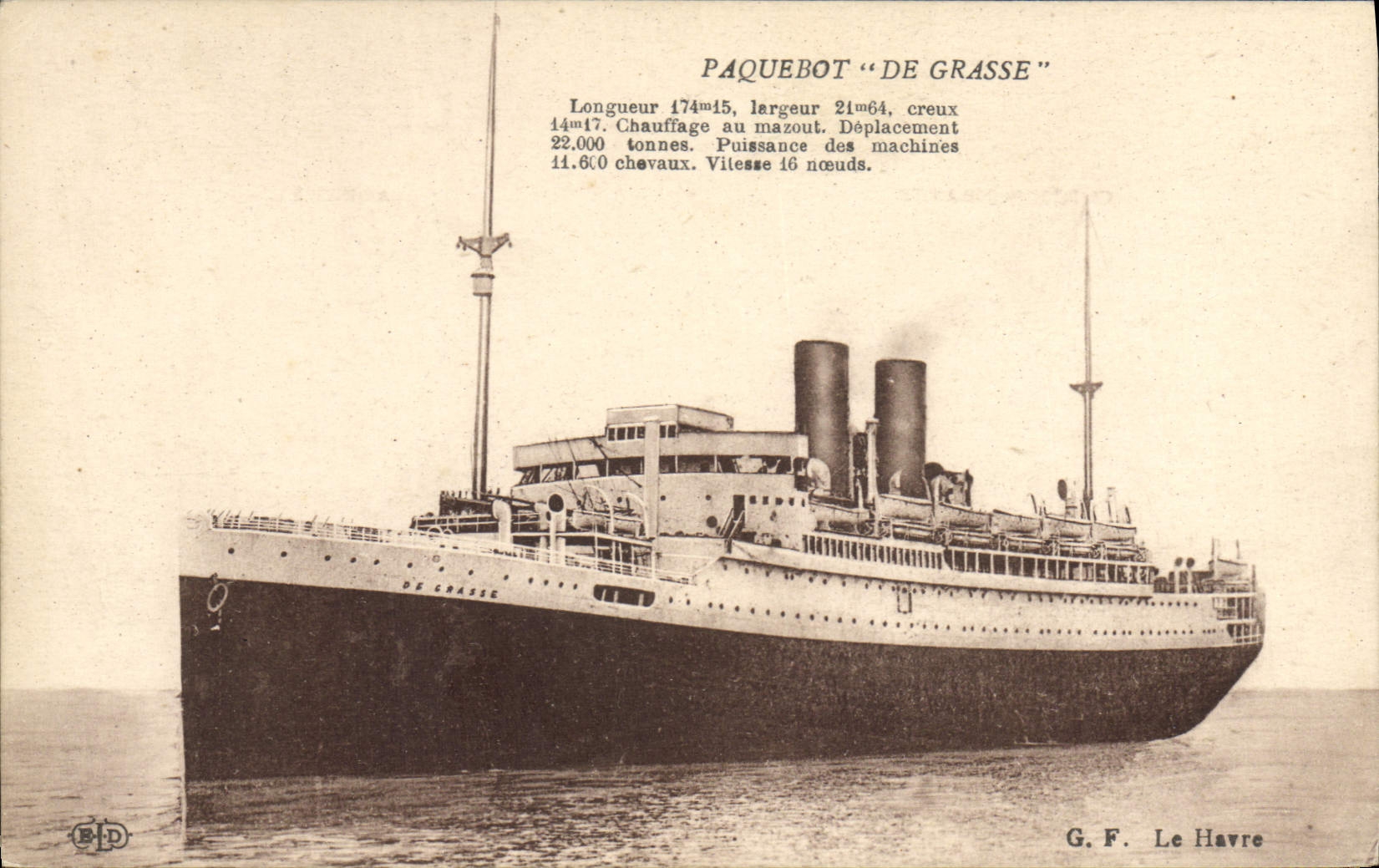 CPA Bateau Paquebot de Grasse 