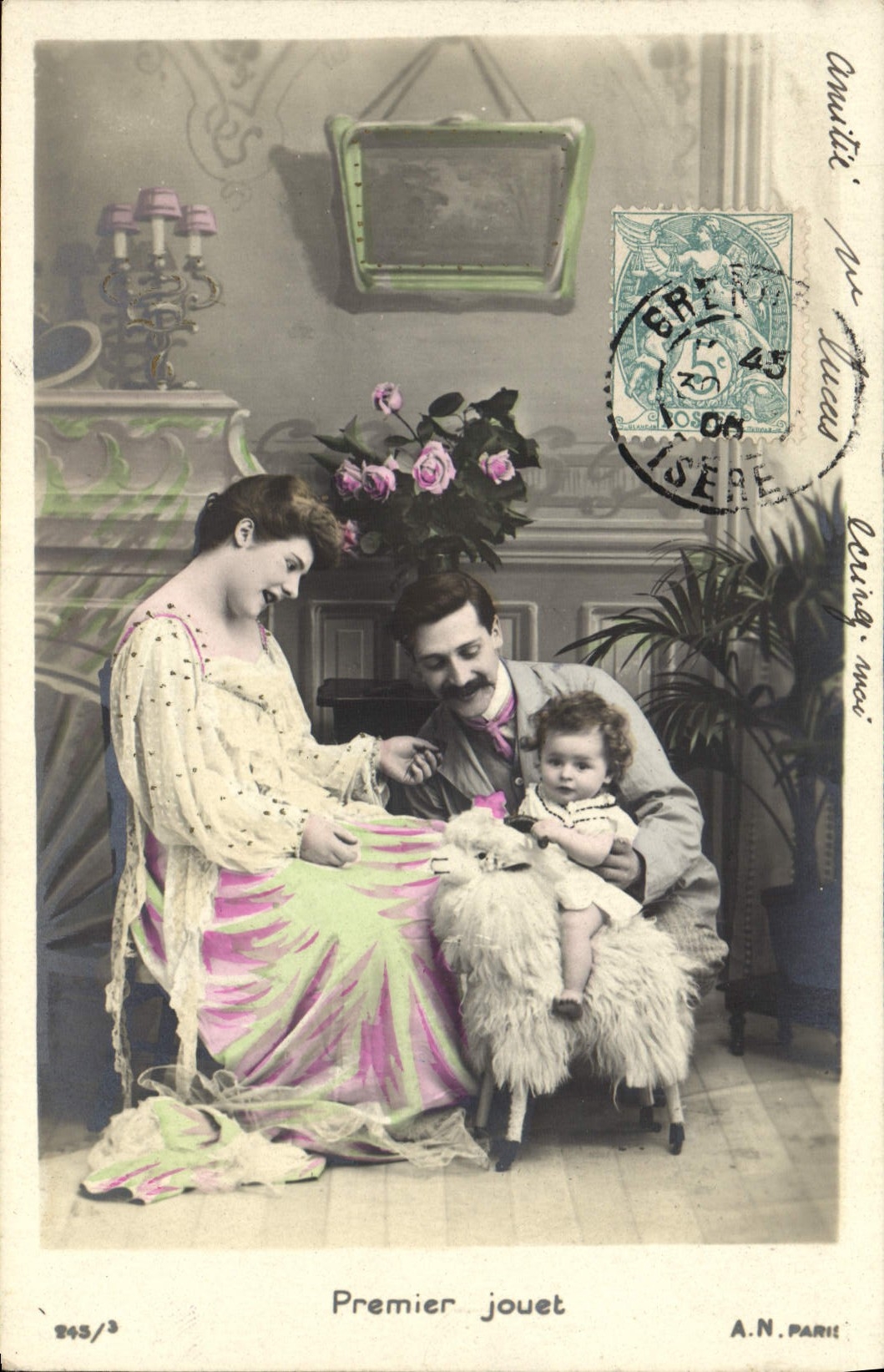 VINTAGE POSTCARD Goat Child First toy