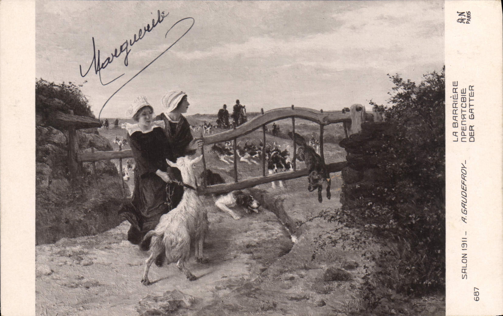 VINTAGE POSTCARD Chevre Living room 1911 has Gaudefroy the barrier