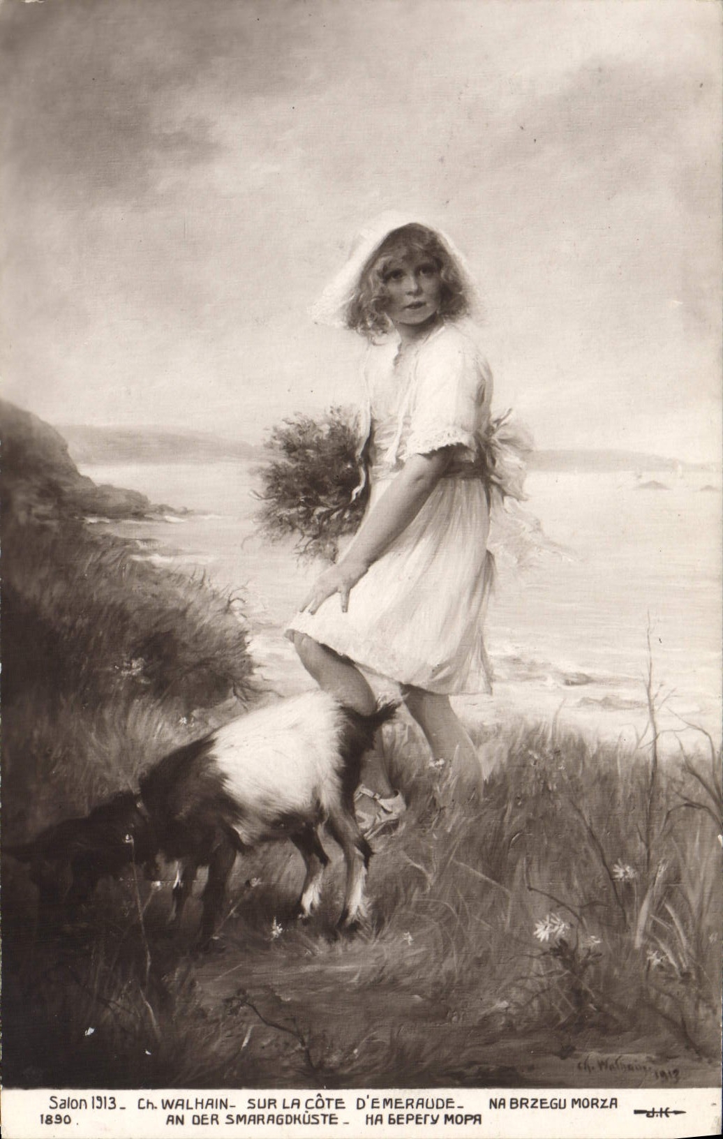 CPA Chevre Walhain Sur la cote d'Emeraude Salon 1913