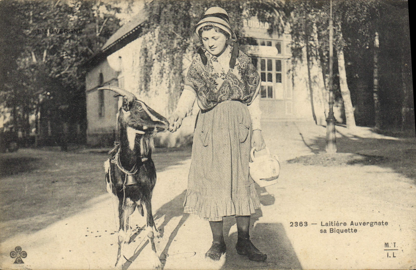 VINTAGE POSTCARD Goat Laitiere auvergnate its biquette Auvergne Folklore