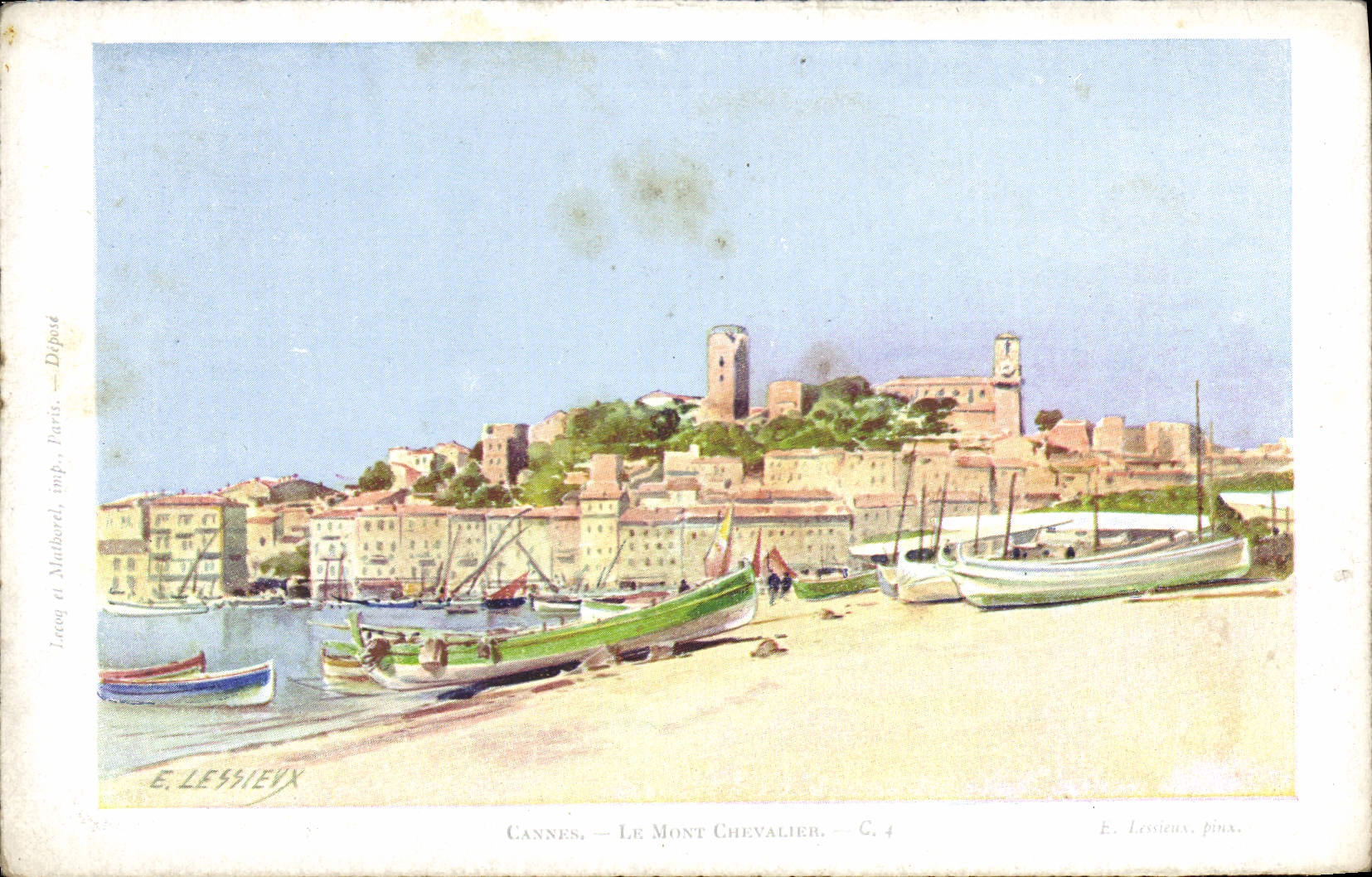 CPA Fantaisie Illustrateur Lessieux Cannes Le Mont Chevalier 