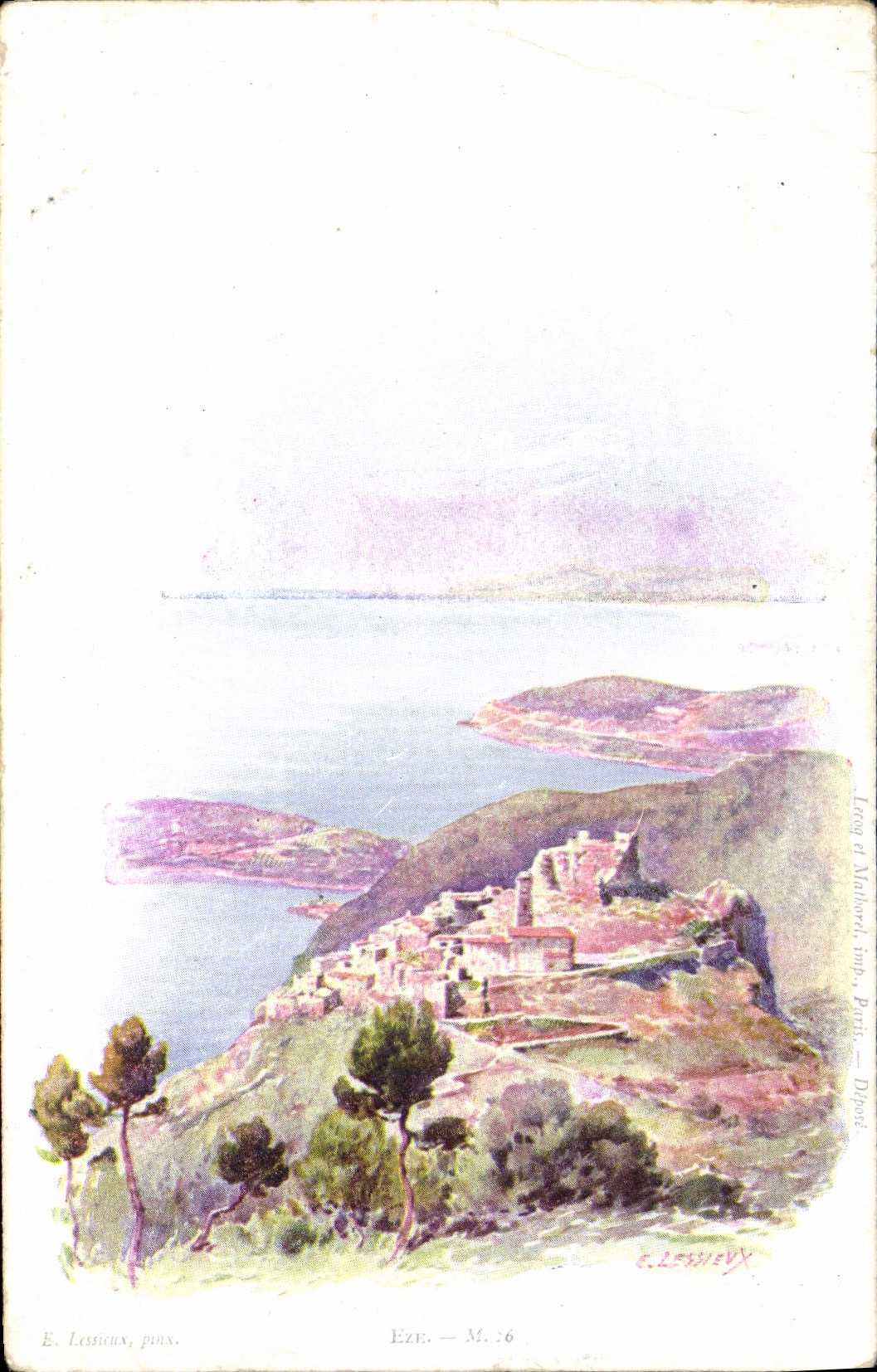 VINTAGE POSTCARD Fantasy Illustrator Lessieux Eze