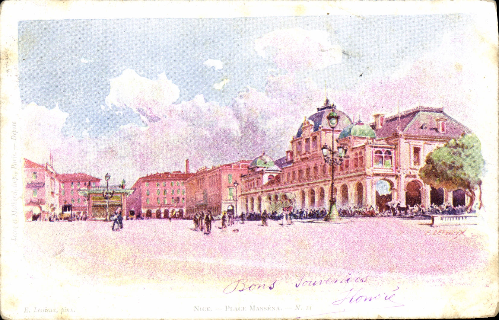 VINTAGE POSTCARD Fantaisie Illustrator Lessieux Nice Places Massena
