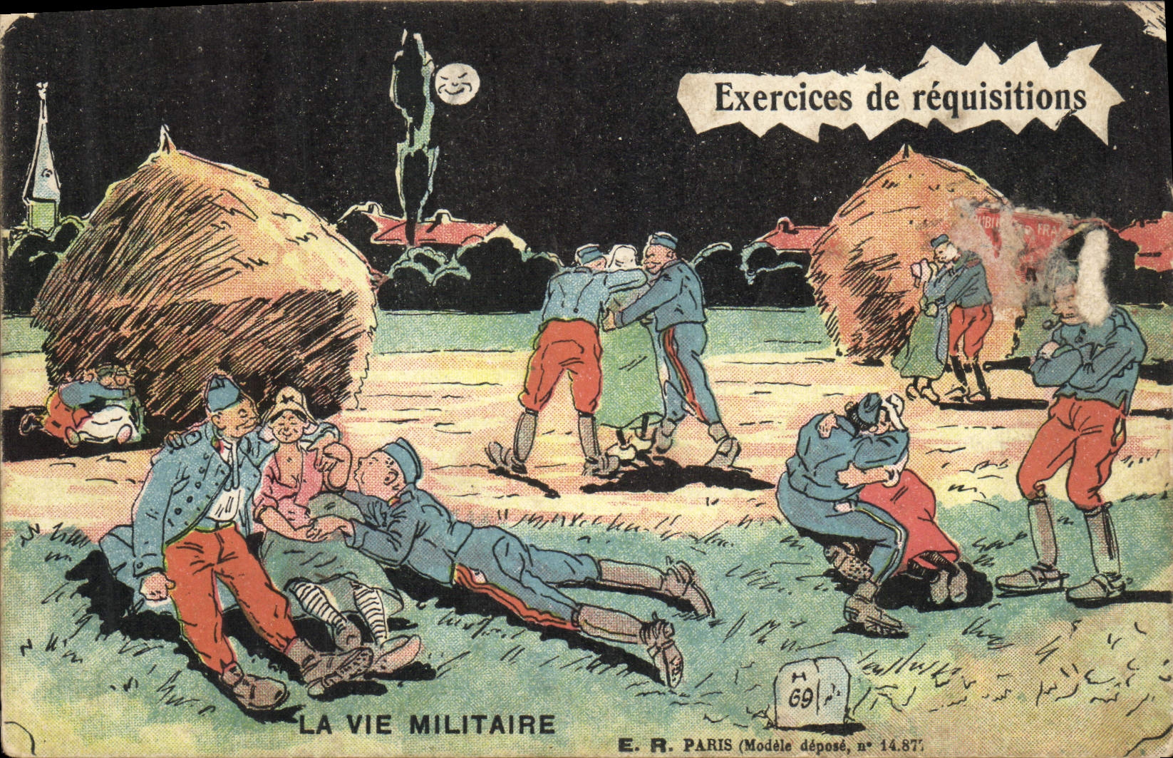 VINTAGE POSTCARD Fantasy Militaria Exercises of requisitions