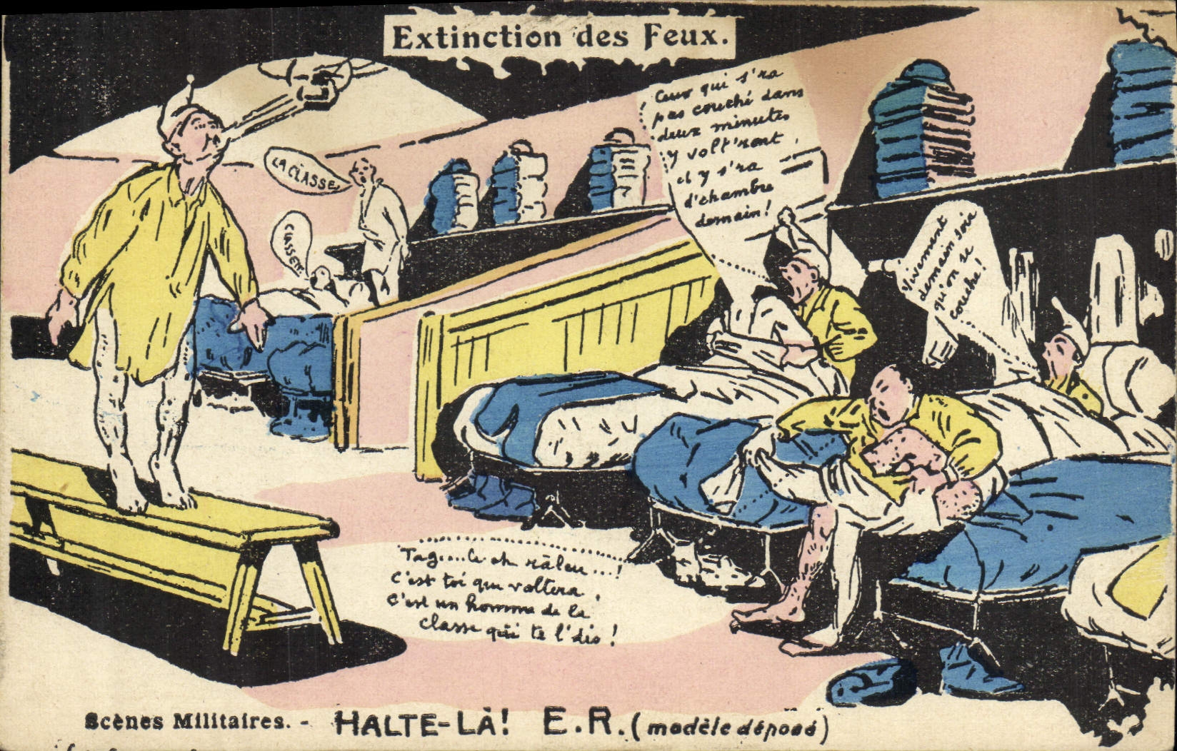 CPA Fantaisie Militaria Extinction des feux