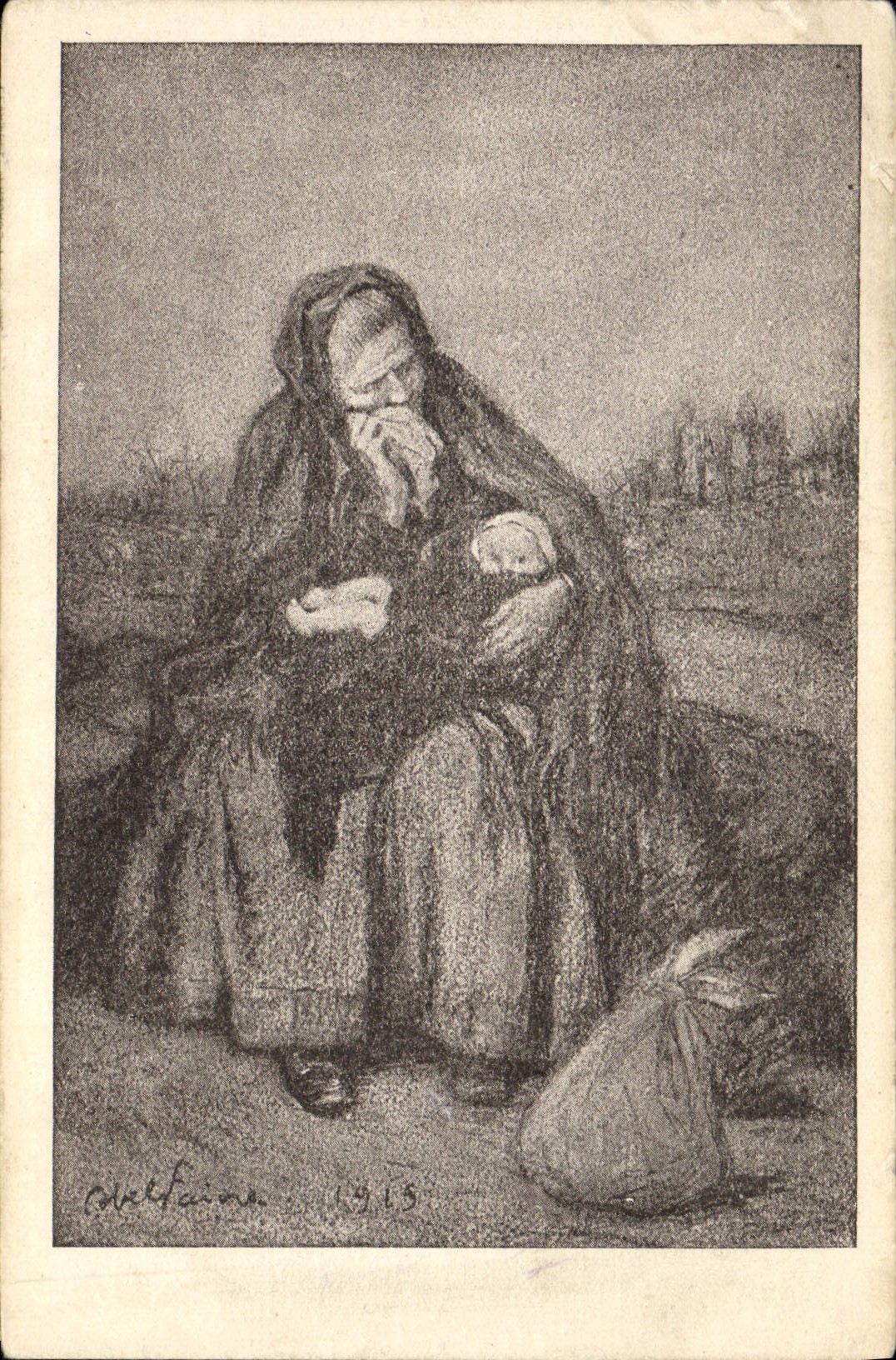 CPA Fantaisie Femme Secours National