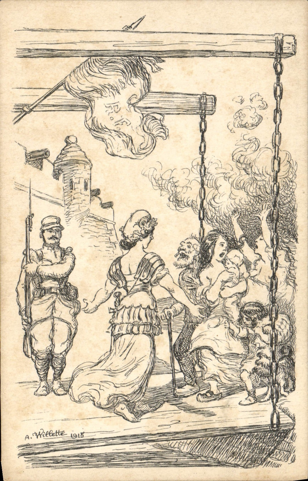 VINTAGE POSTCARD Fantasy Militaria Marianne Willette