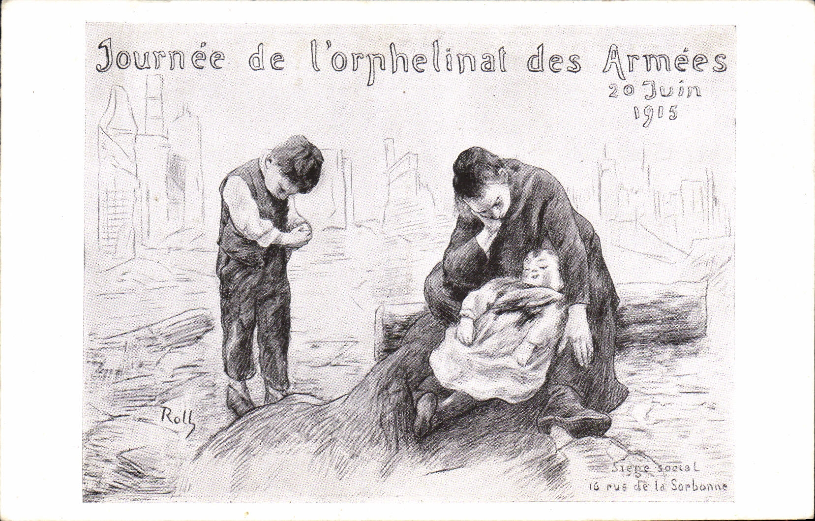 CPA Fantaisie Militaria Journee de l'orphelinat des armees Juin 1915