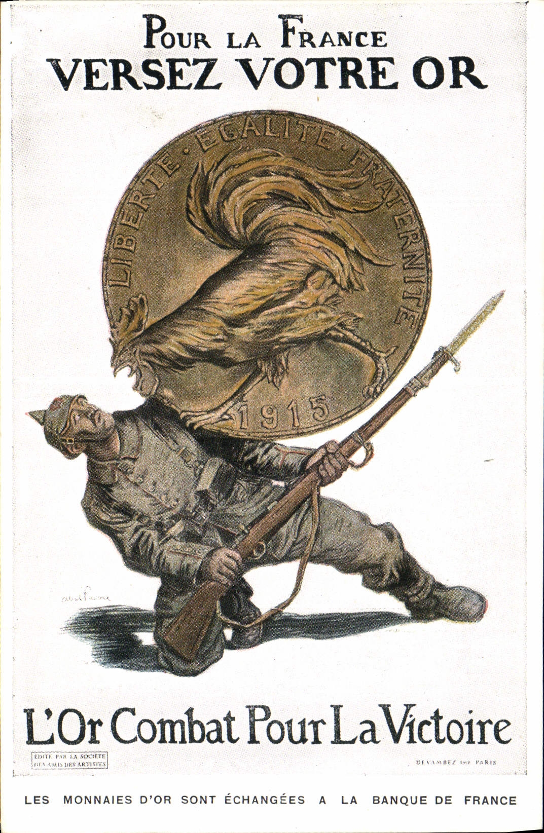 CPA Fantaisie Militaria Pour la France Versez votre or Coq