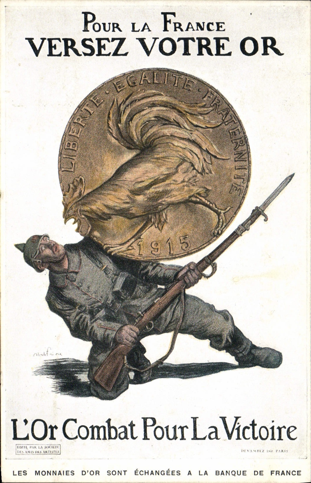 CPA Fantaisie Militaria Pour la France Versez votre or Coq